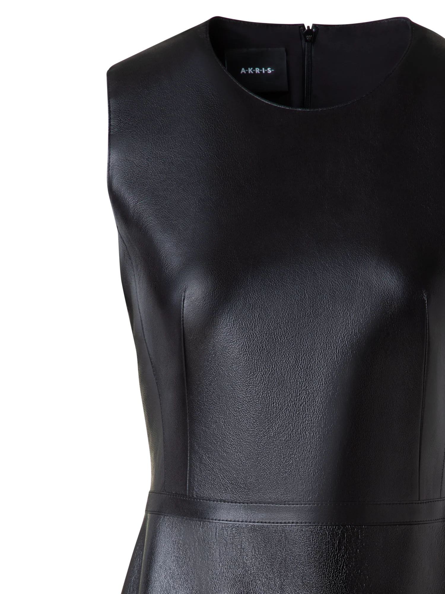 A-Line Sheath Dress in Lacquered Leather - Image 4