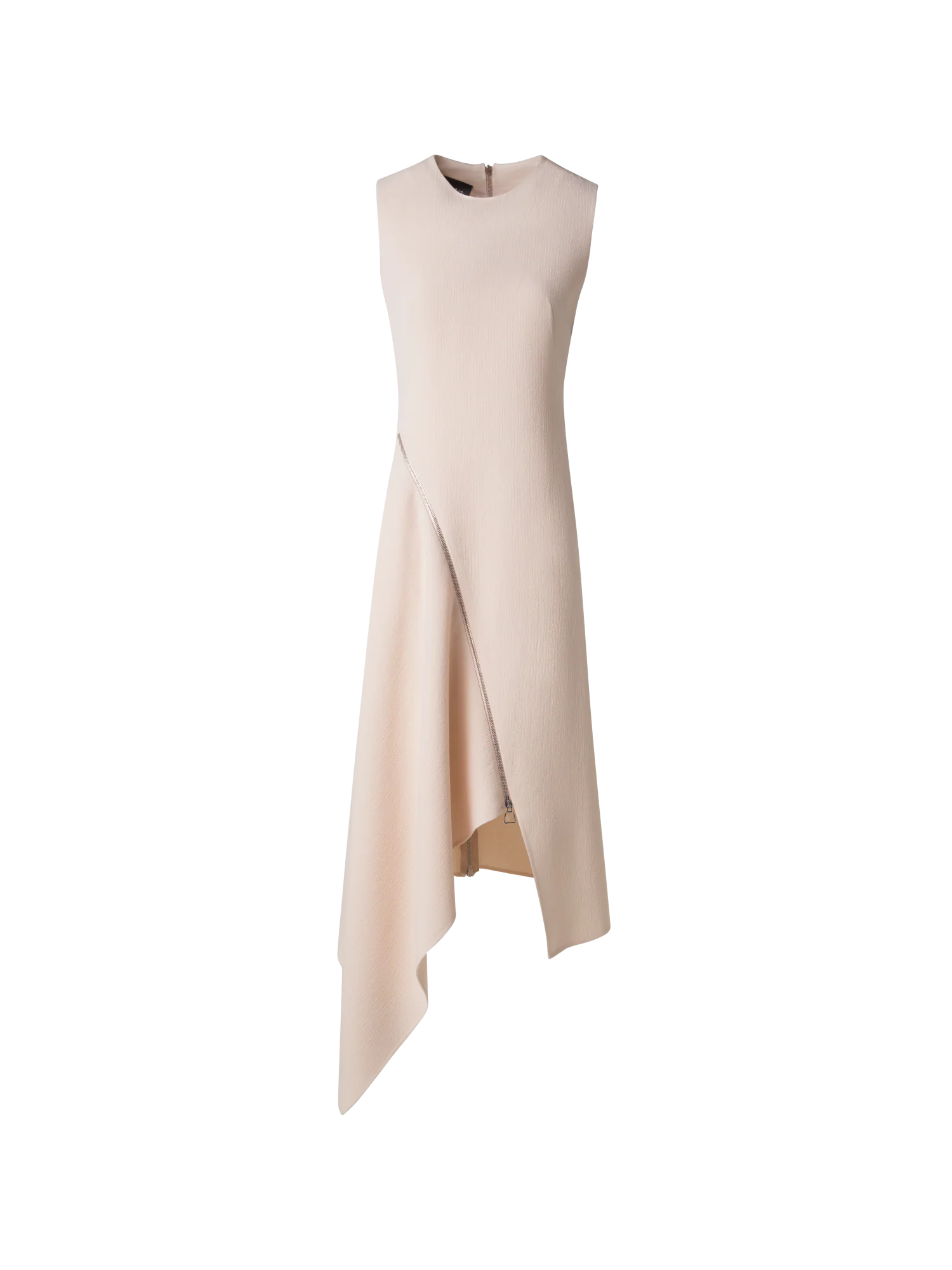 Asymmetrical Flared Dress in Wool Double-Face