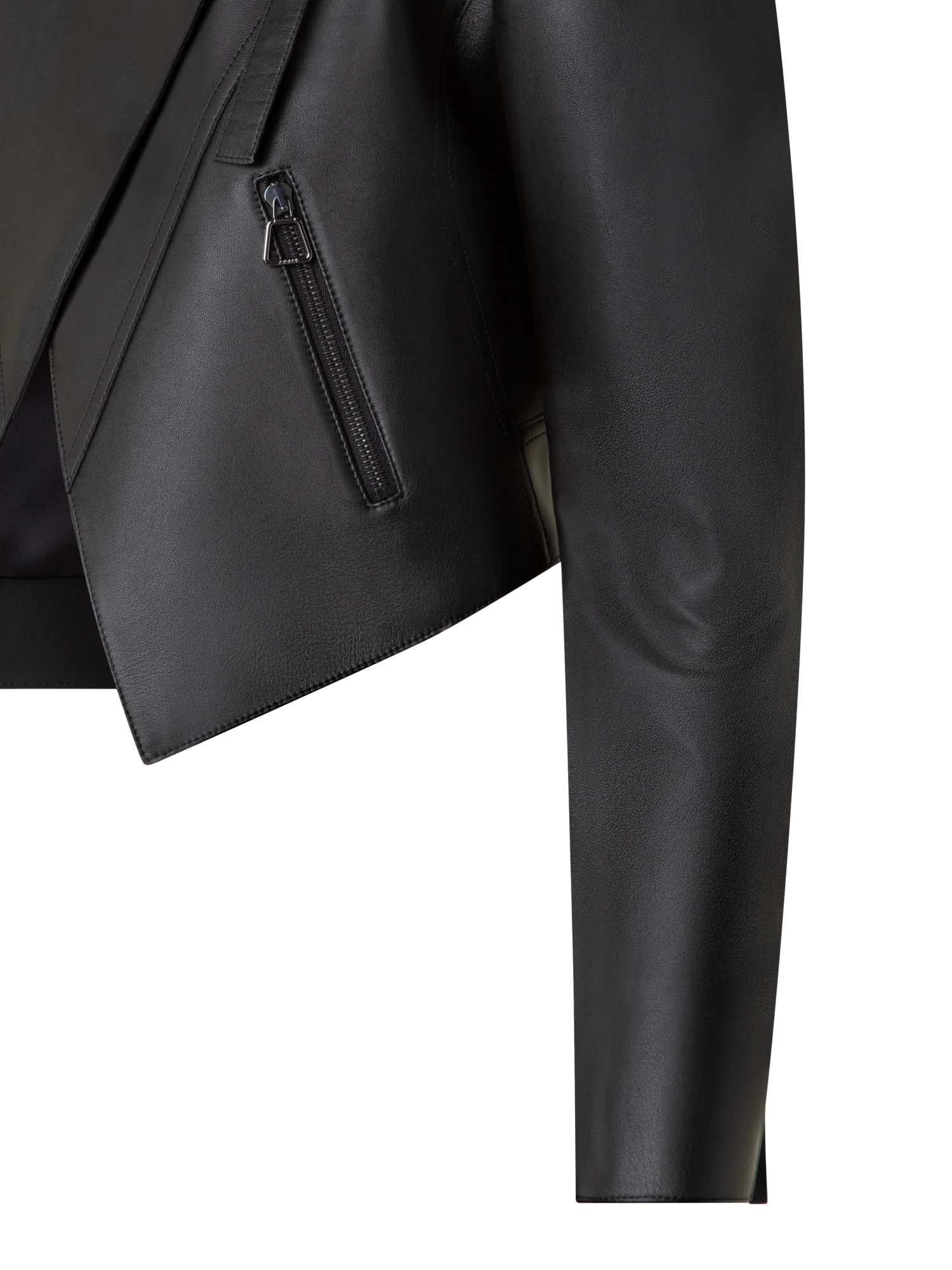 Asymmetrical Leather Biker Jacket - Image 2