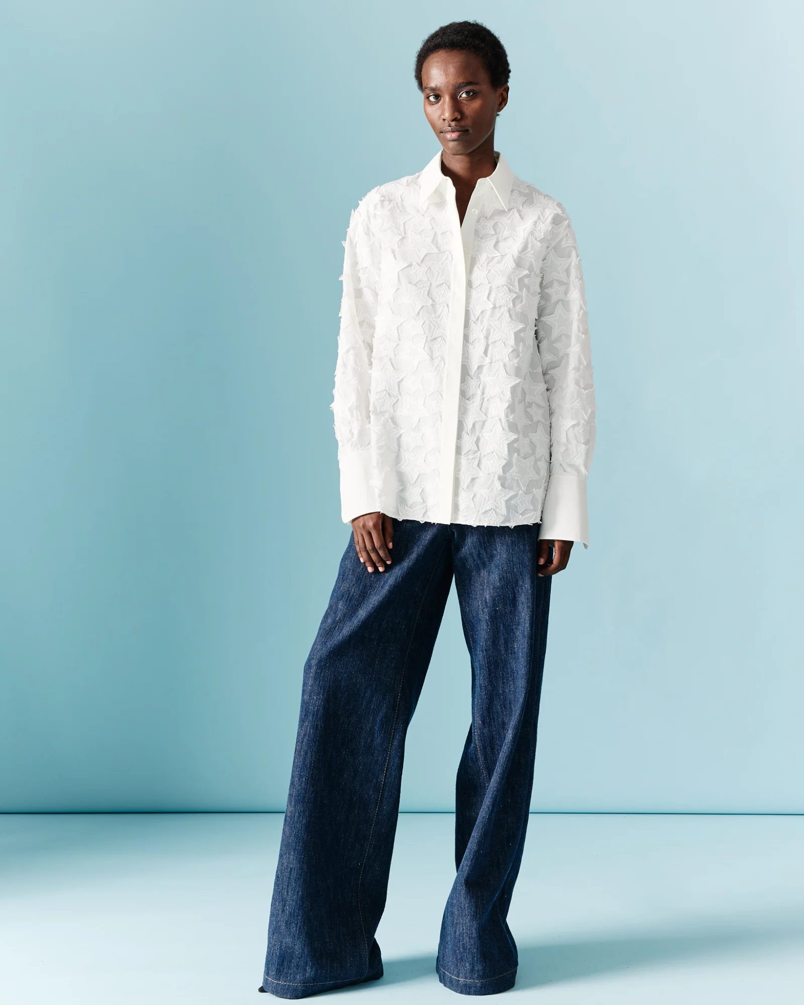 Blouse in Cotton with 3D Star Embroidery - Image 2