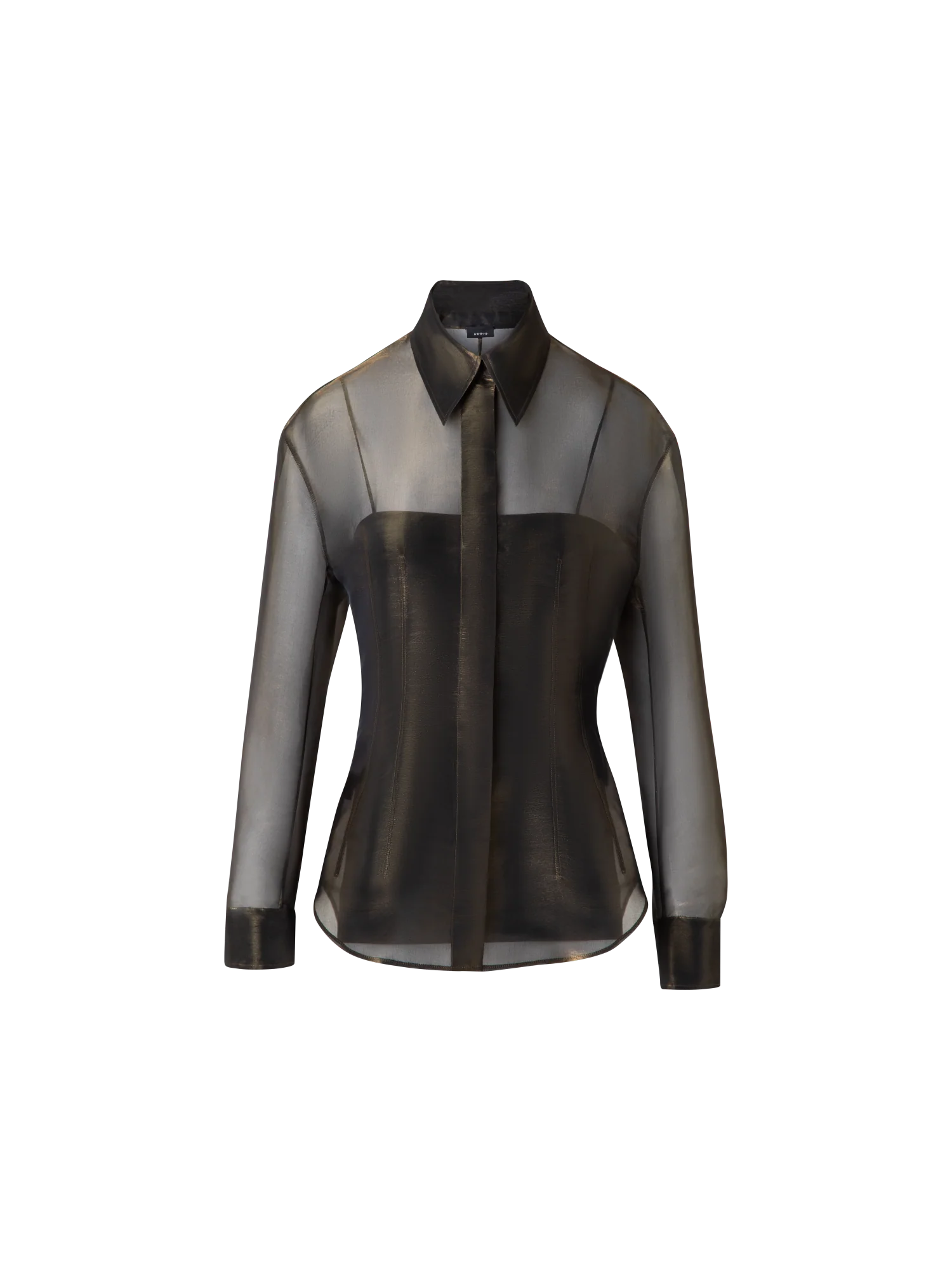 Blouse in Sheer Organza Silk with Gold Shimmer