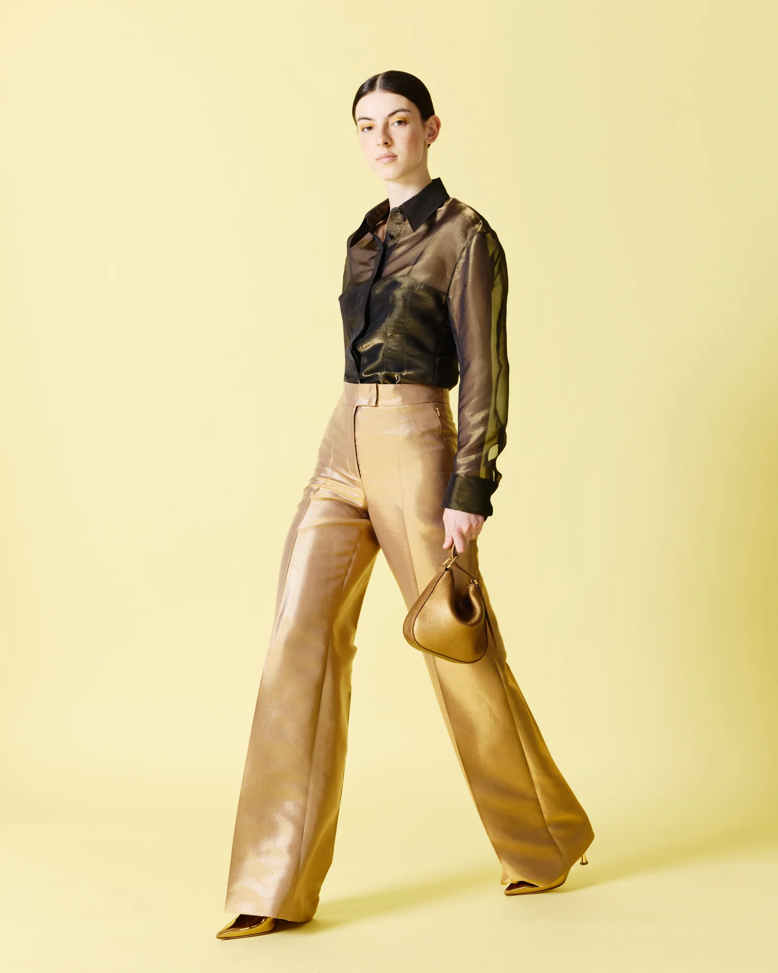 Blouse in Sheer Organza Silk with Gold Shimmer - Image 2