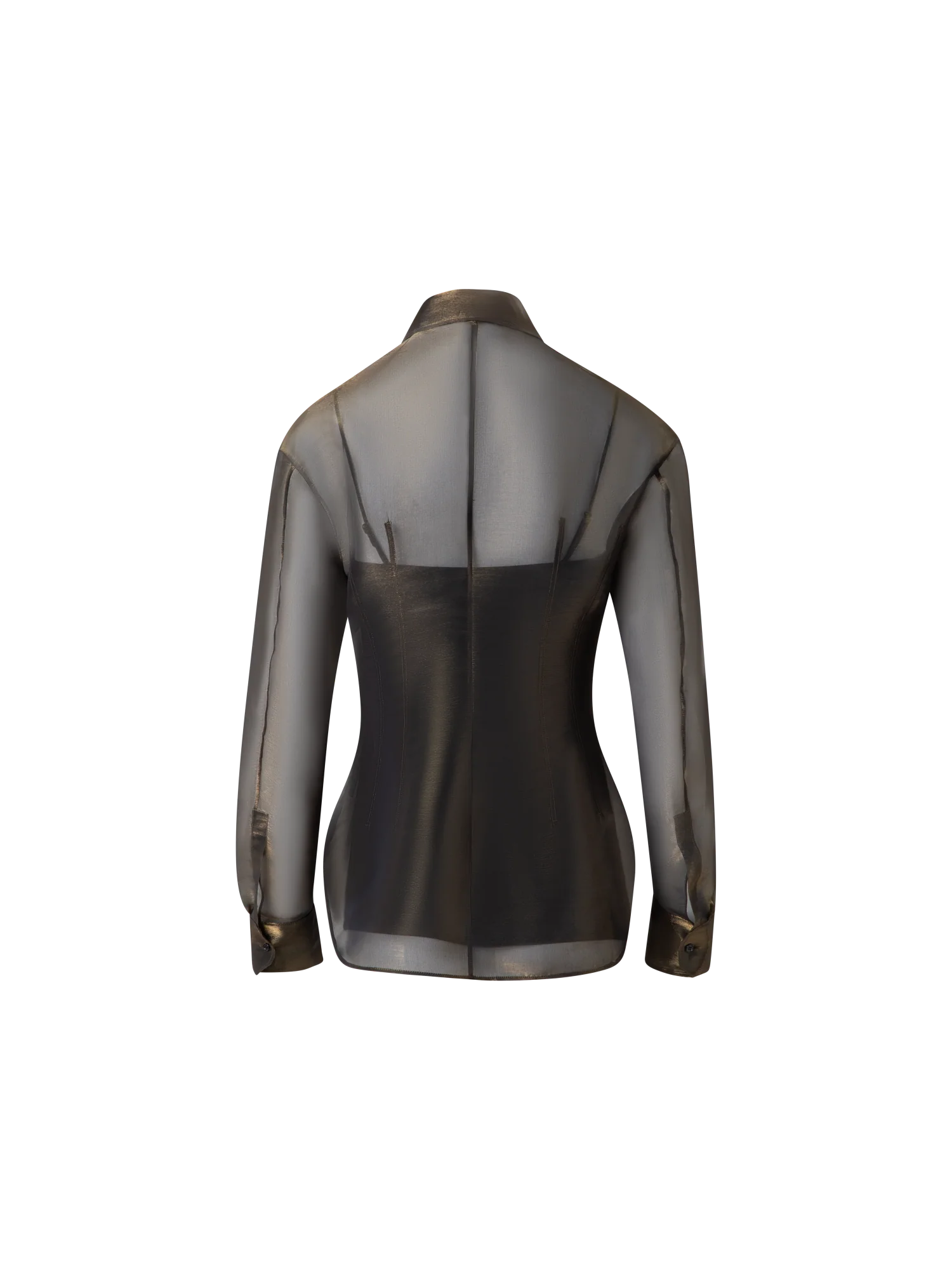 Blouse in Sheer Organza Silk with Gold Shimmer - Image 4