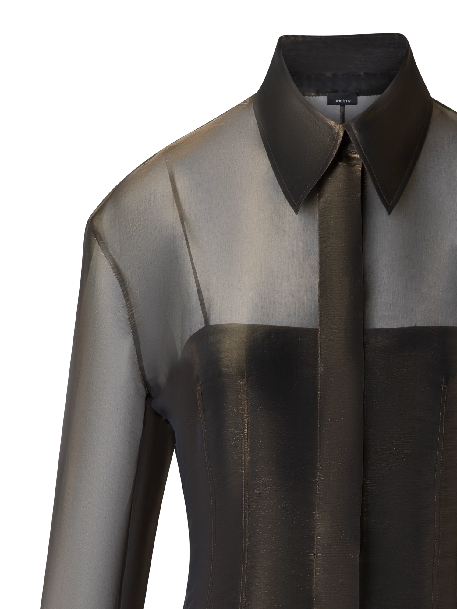 Blouse in Sheer Organza Silk with Gold Shimmer - Image 5