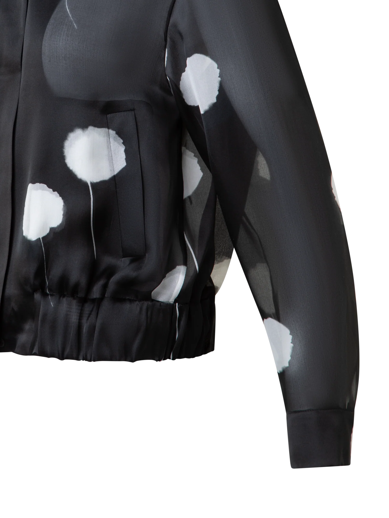 Bomber Jacket in Silk with Dandelion Print - Image 3