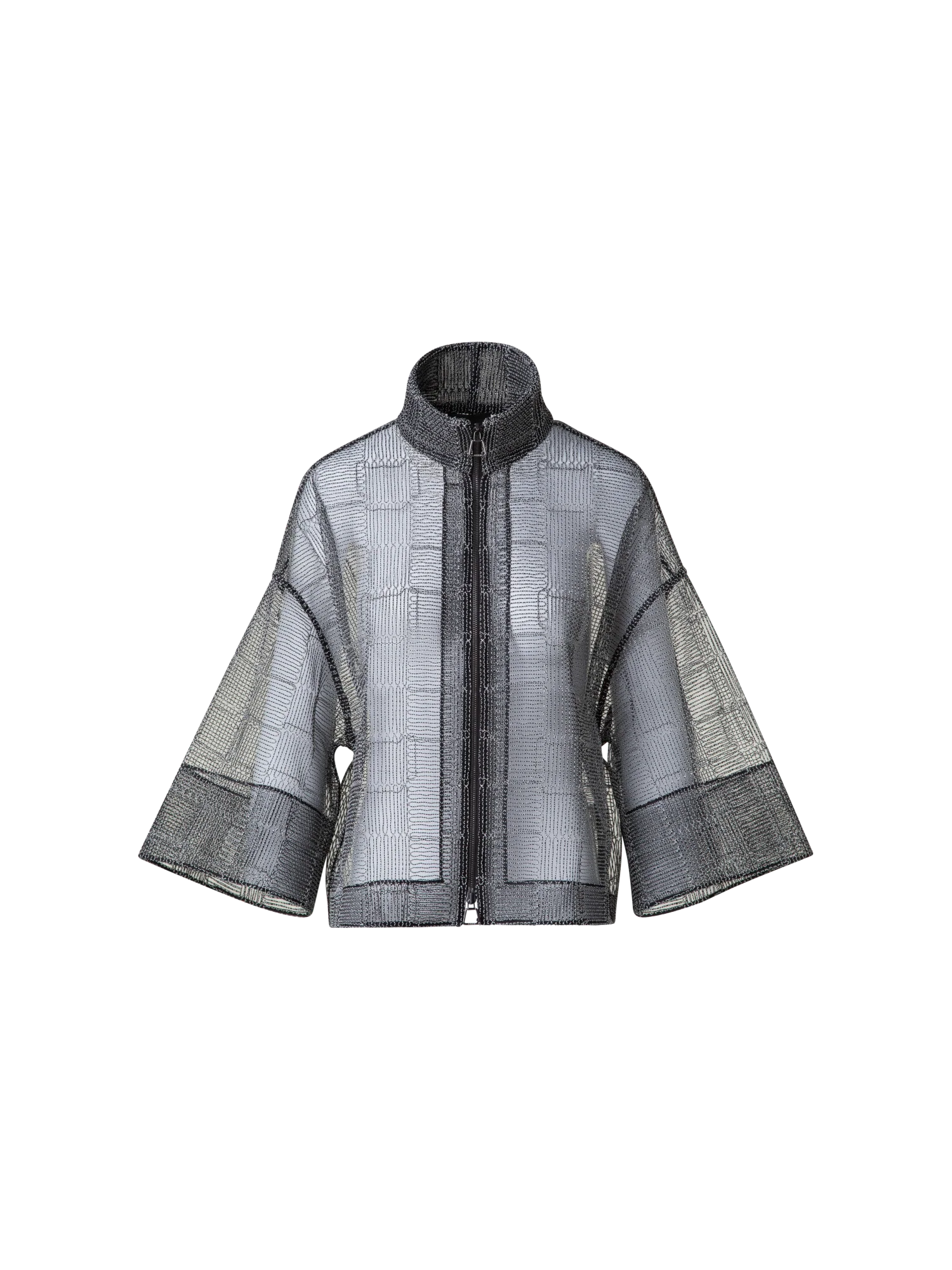Boxy Jacket with Square on Tulle Embroidery