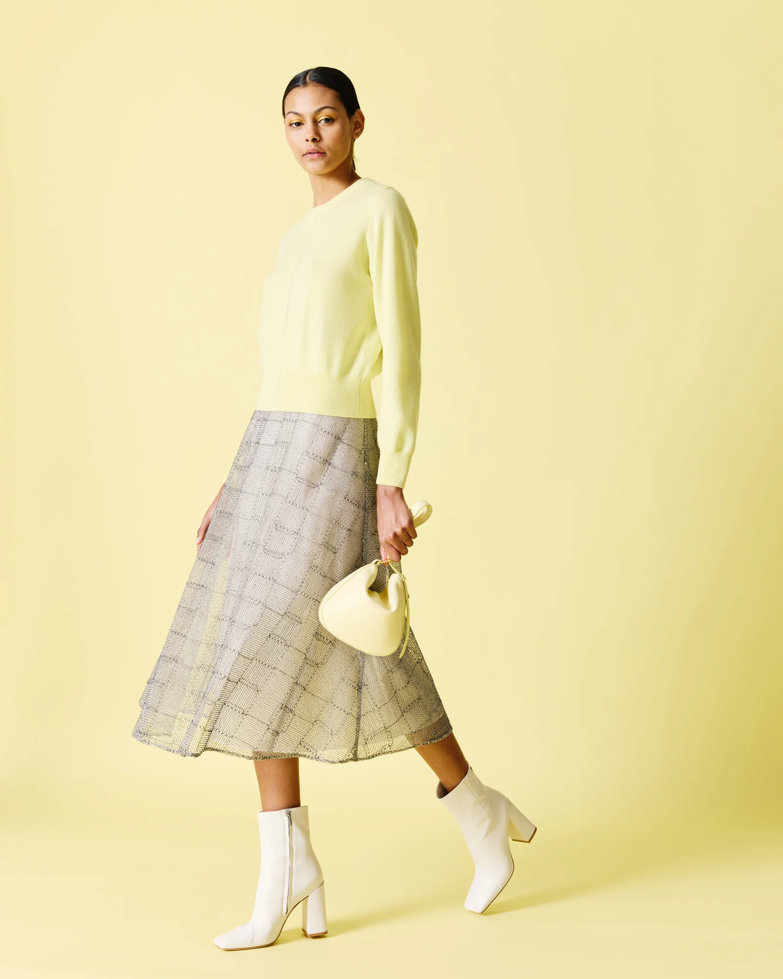 Cashmere Sweater with Fine Sheer Stripe - Image 2