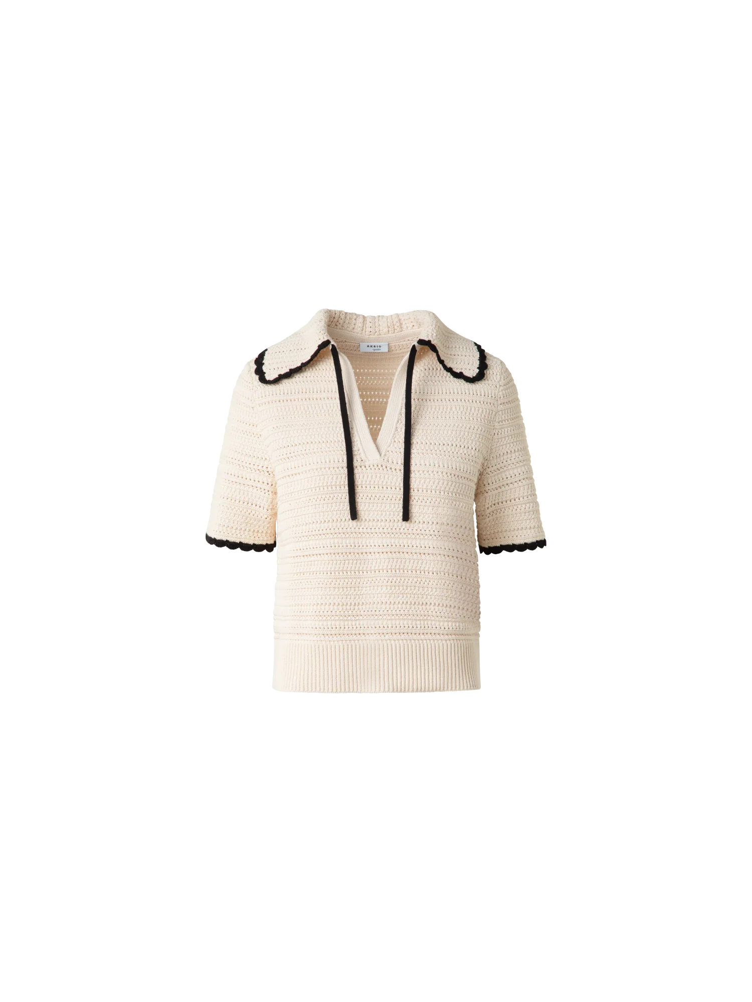 Chunky Cotton Knit Top with Contrast Trim