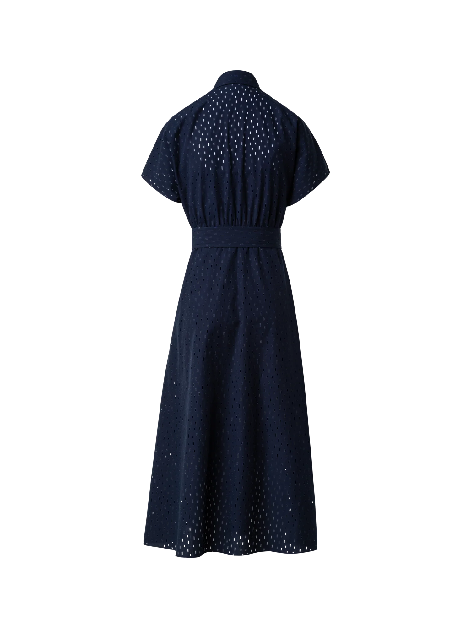 A-Line Flare Cotton Lasercut Grid Midi Dress - Image 4