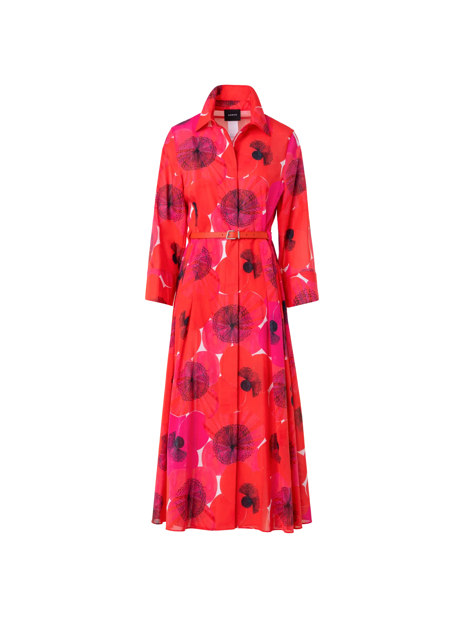 Cotton Midi Shirt Dress in Poppy Print