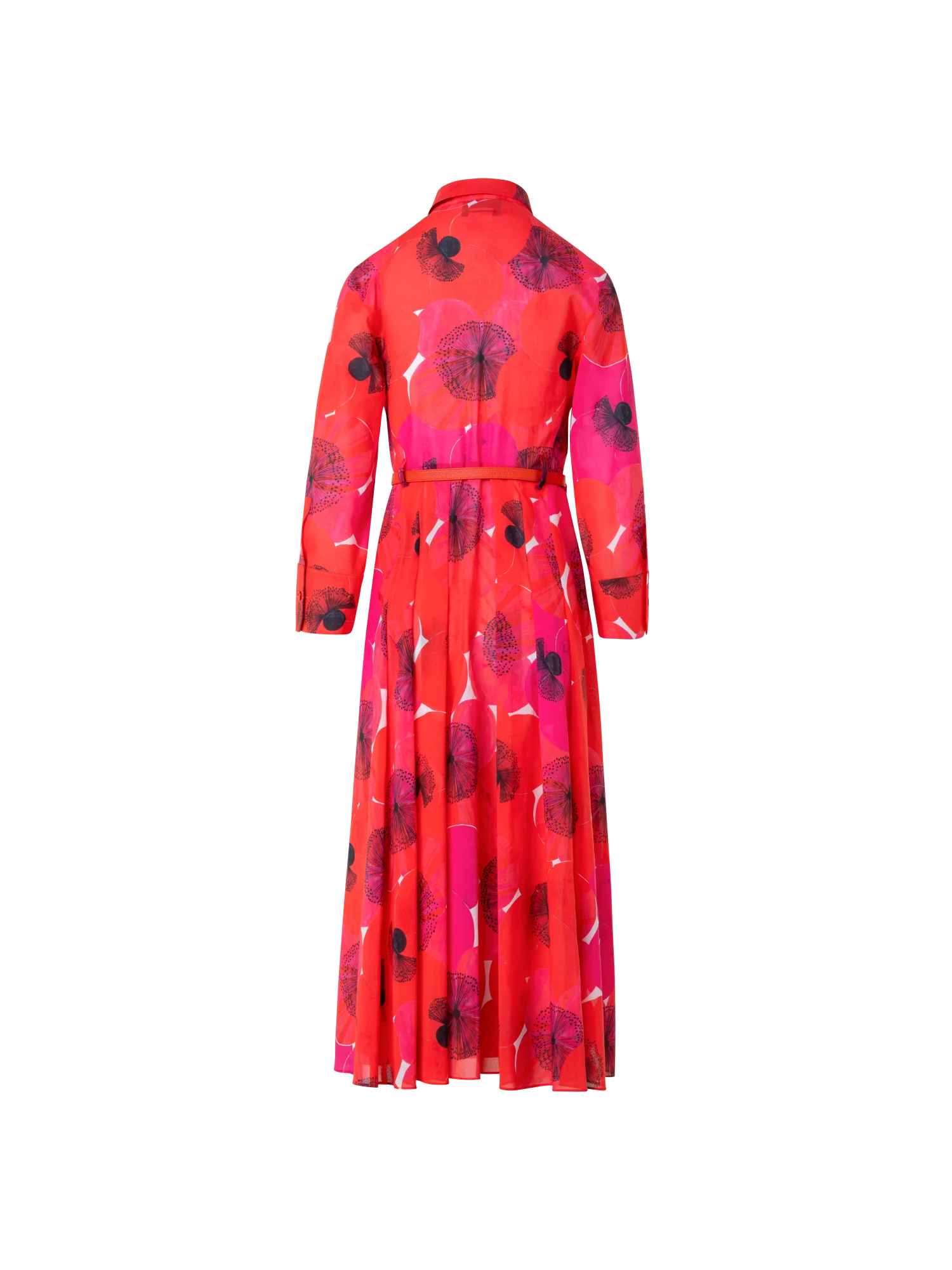 Cotton Midi Shirt Dress in Poppy Print - Image 3