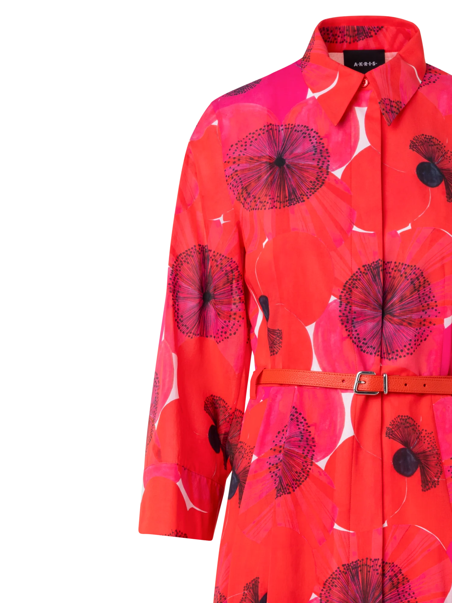 Cotton Midi Shirt Dress in Poppy Print - Image 4