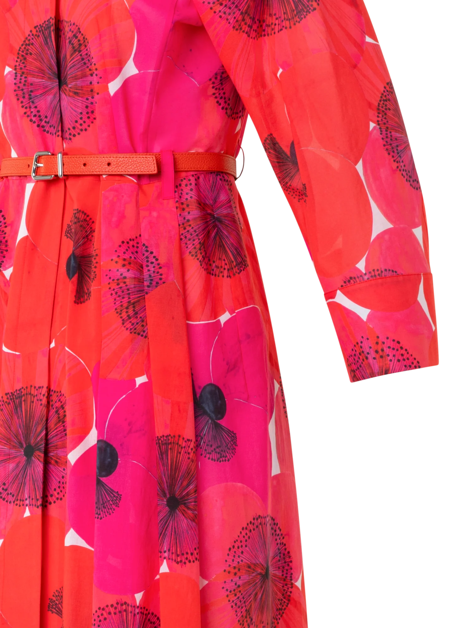 Cotton Midi Shirt Dress in Poppy Print - Image 5