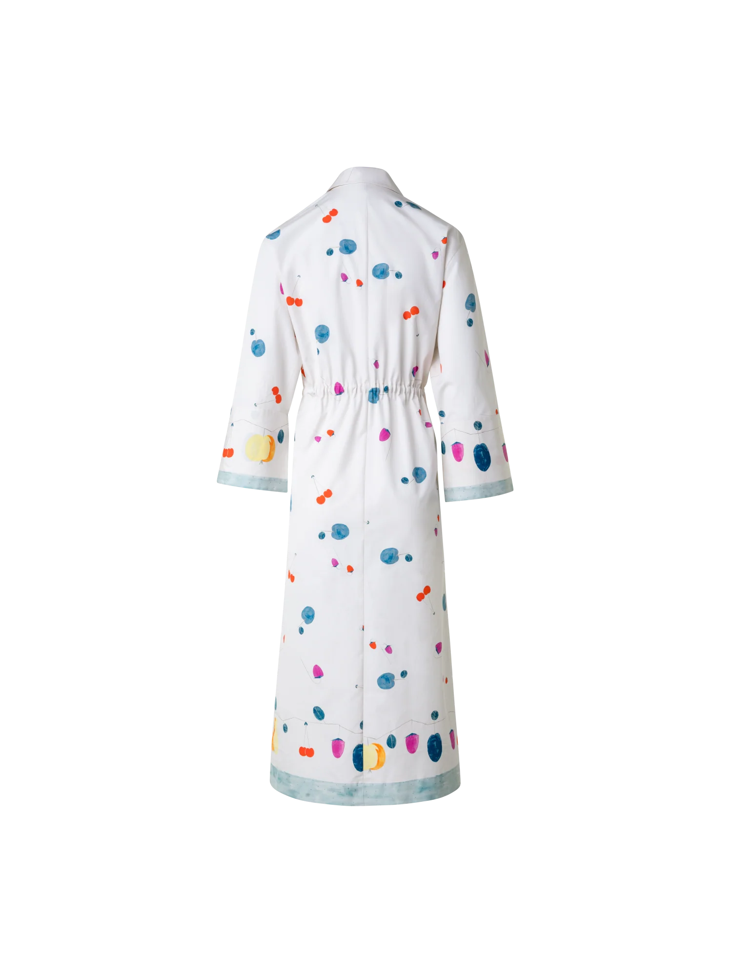 Cotton Midi Shirt Dress with Fruits Print - Image 2