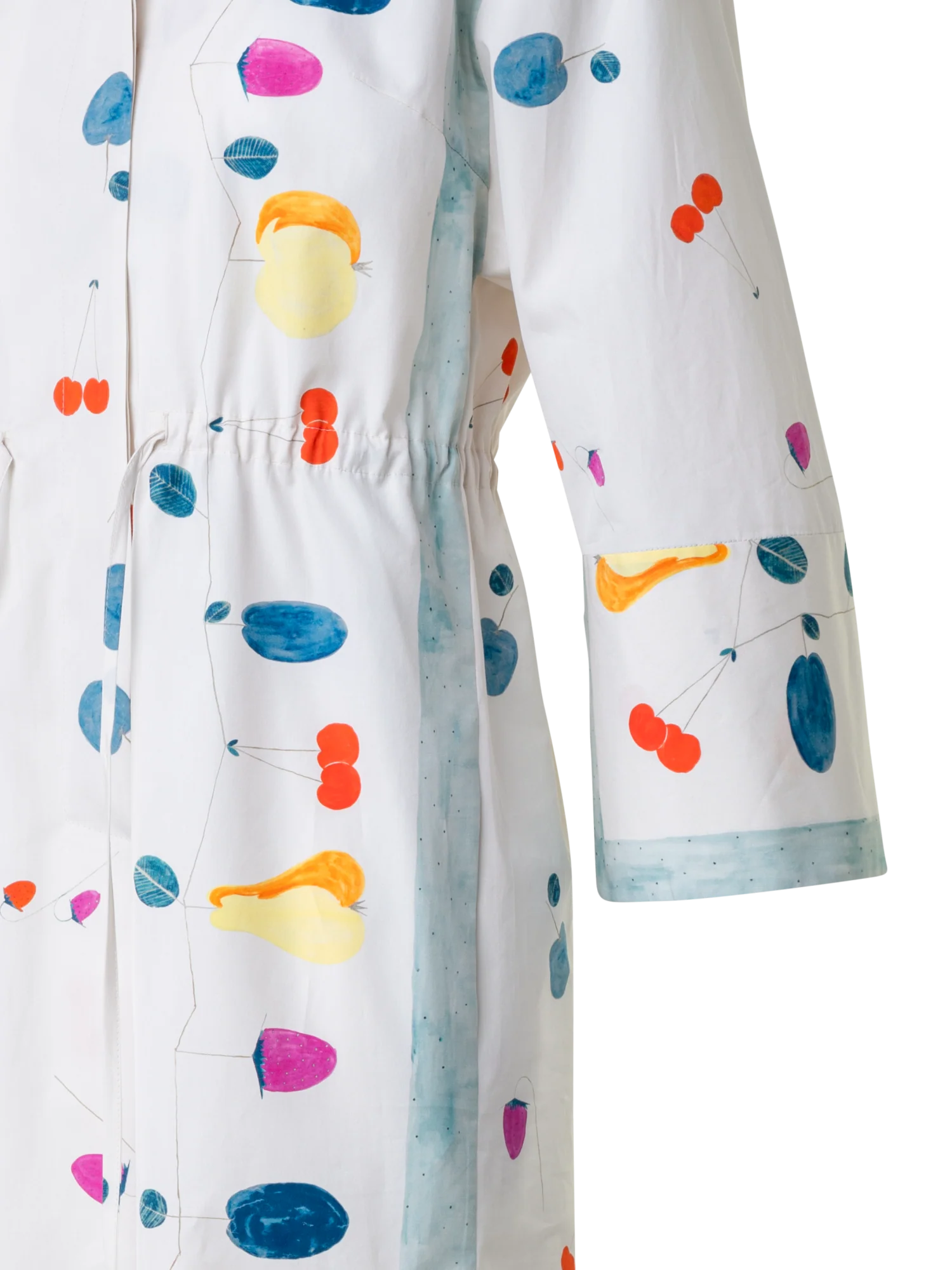 Cotton Midi Shirt Dress with Fruits Print - Image 4