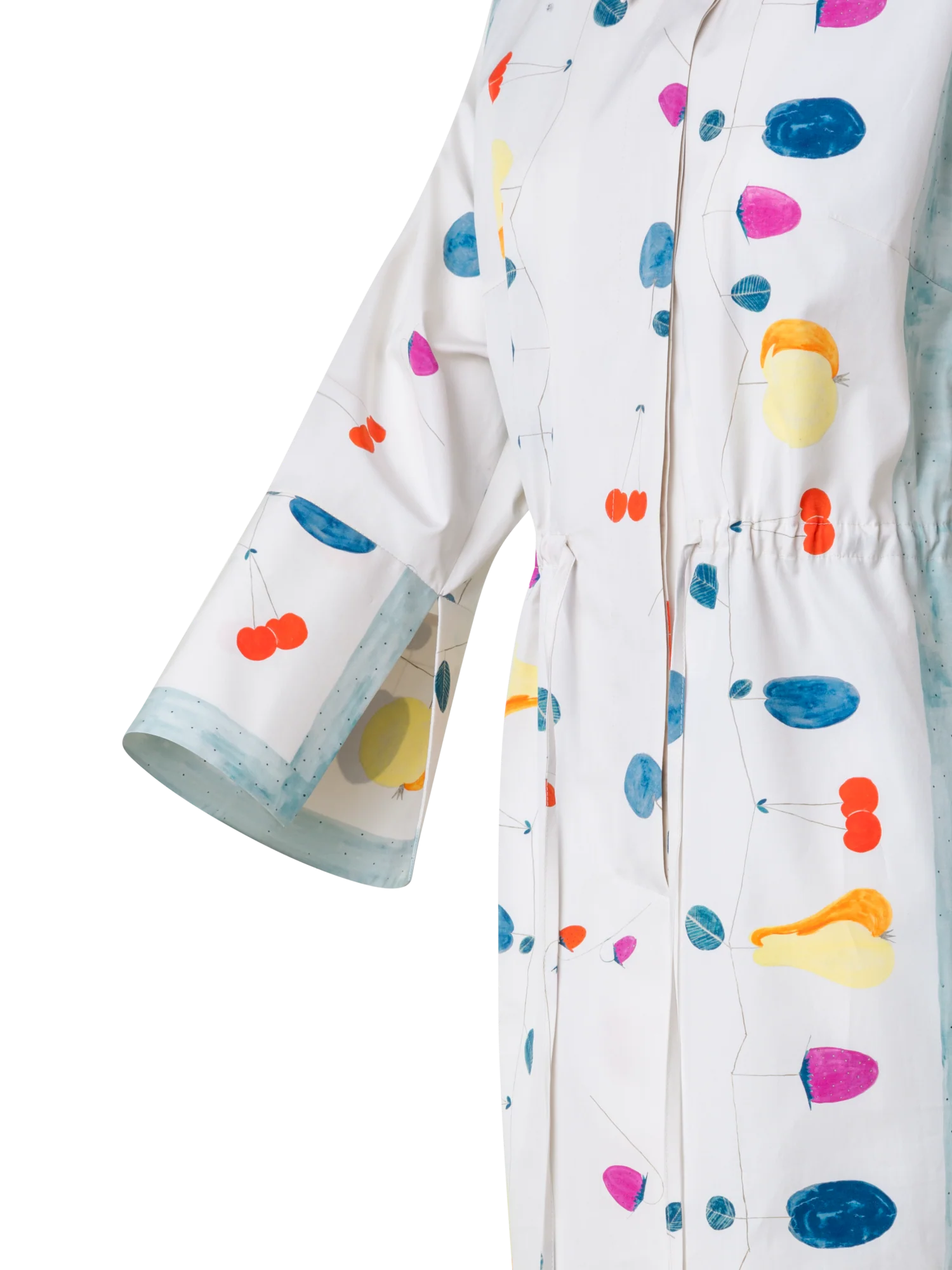 Cotton Midi Shirt Dress with Fruits Print - Image 5