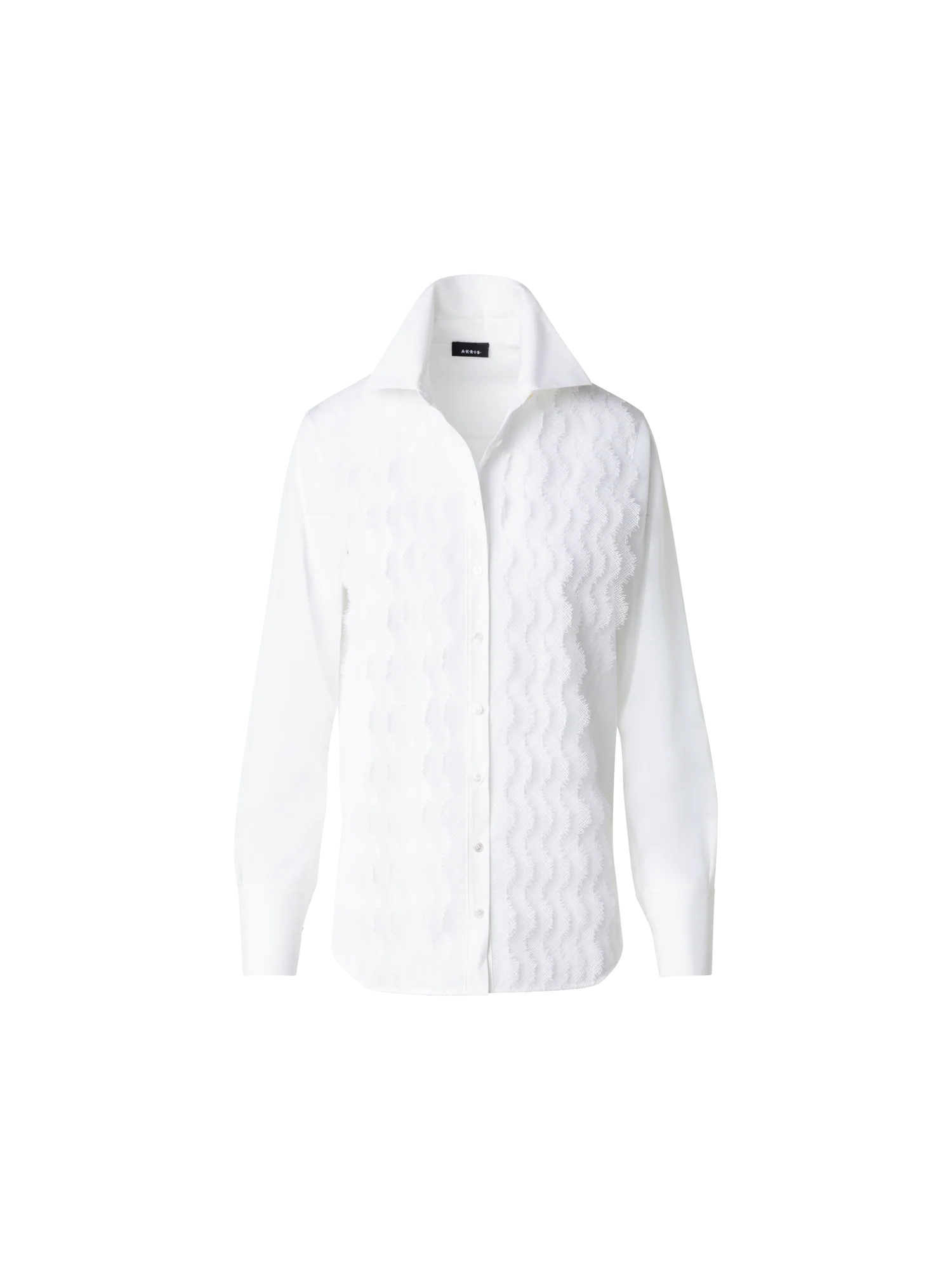 Cotton Poplin Blouse with Lace Front