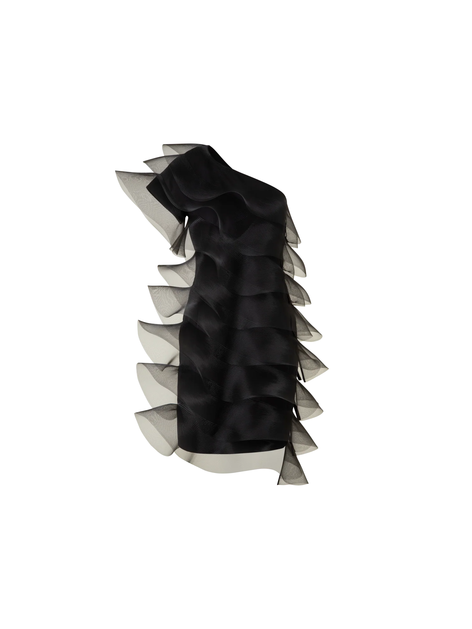 Cotton Silk Cocktail Dress with Waves