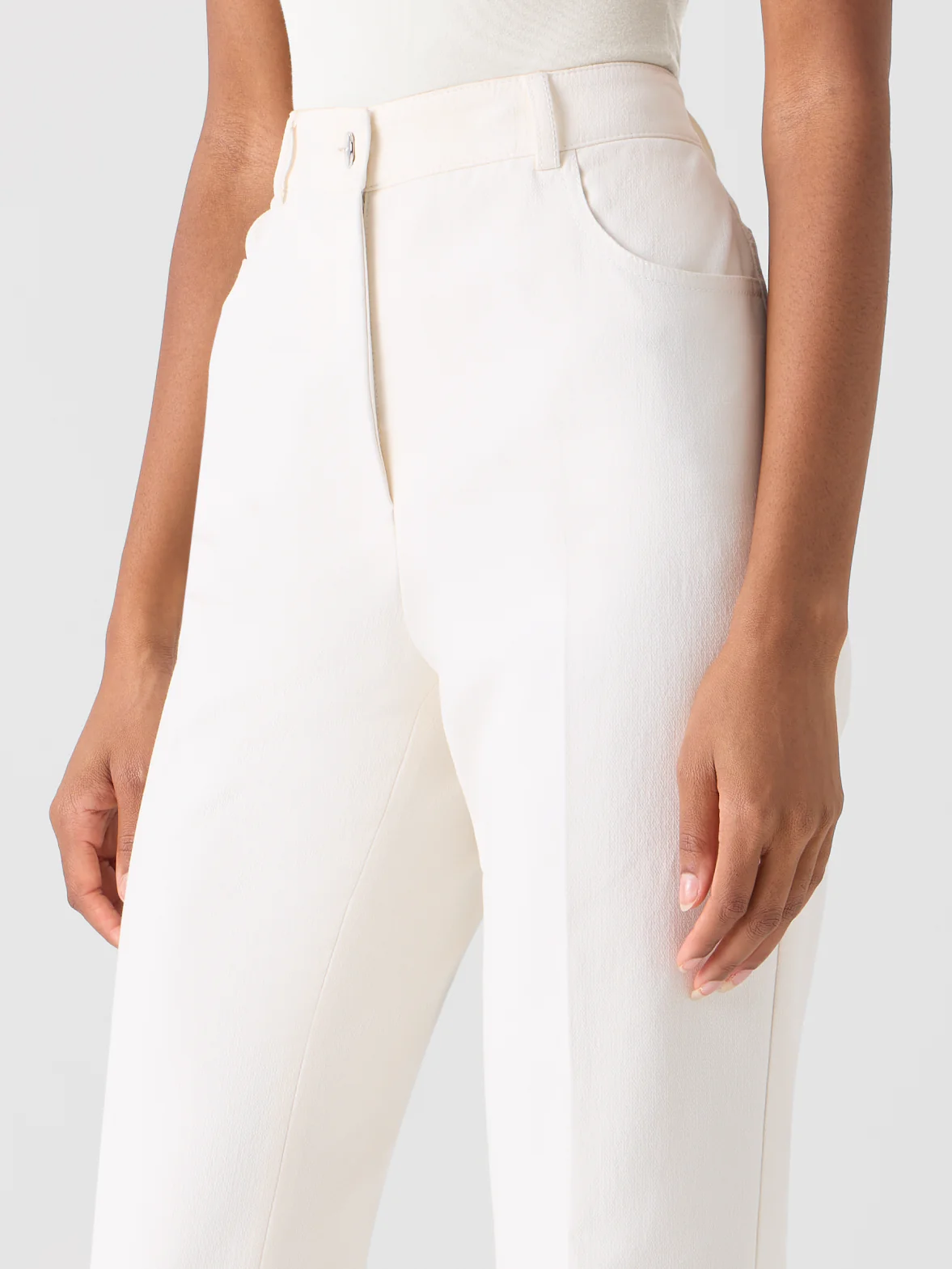 Bootcut Cotton Silk Stretch Double-Face Pants - Image 4