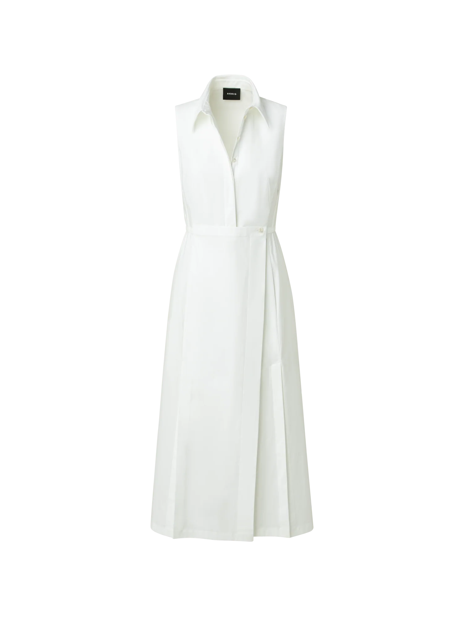 Cotton Stretch Poplin Sleeveless Shirt Dress with Apron Detail