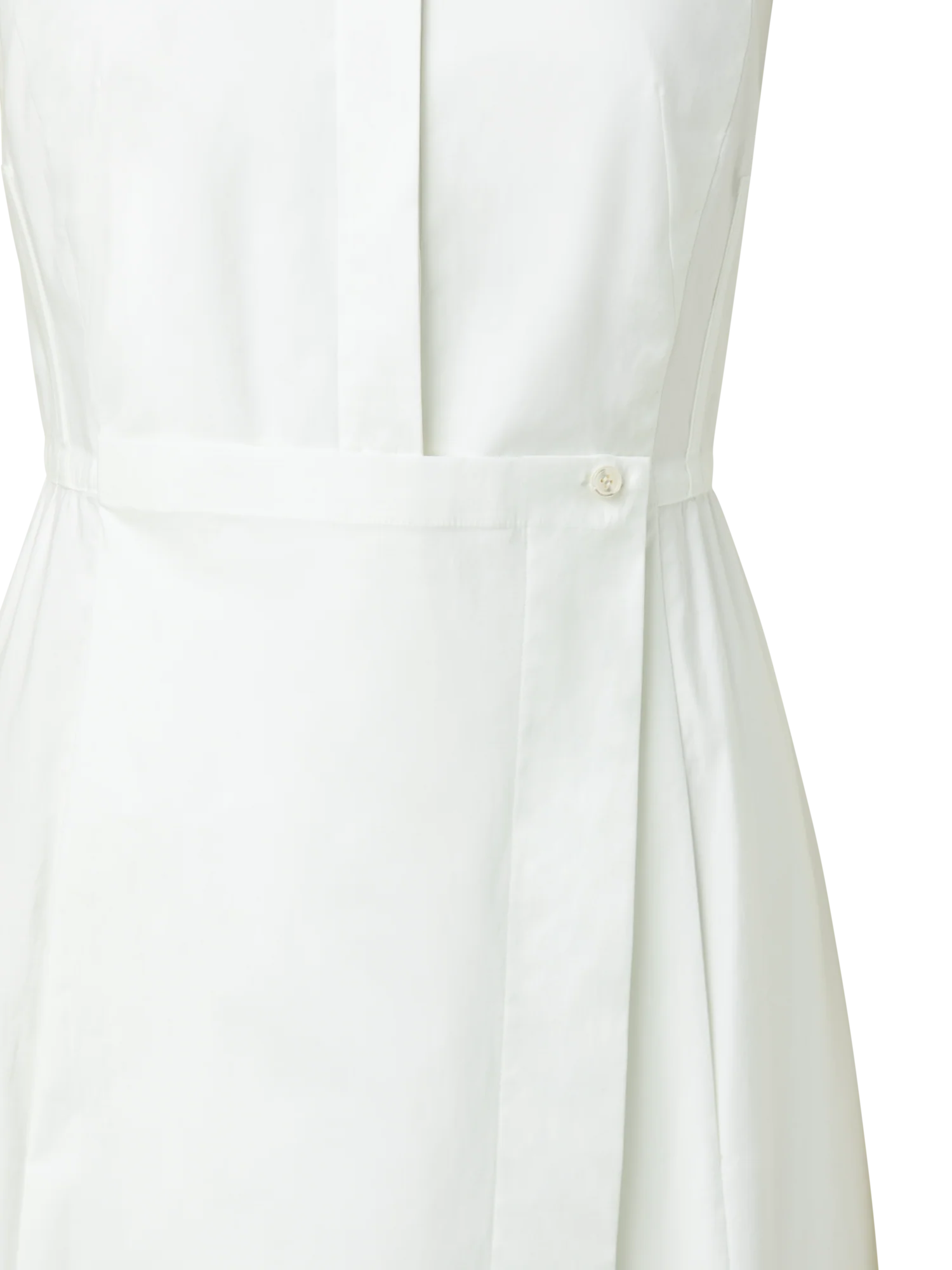 Cotton Stretch Poplin Sleeveless Shirt Dress with Apron Detail - Image 2