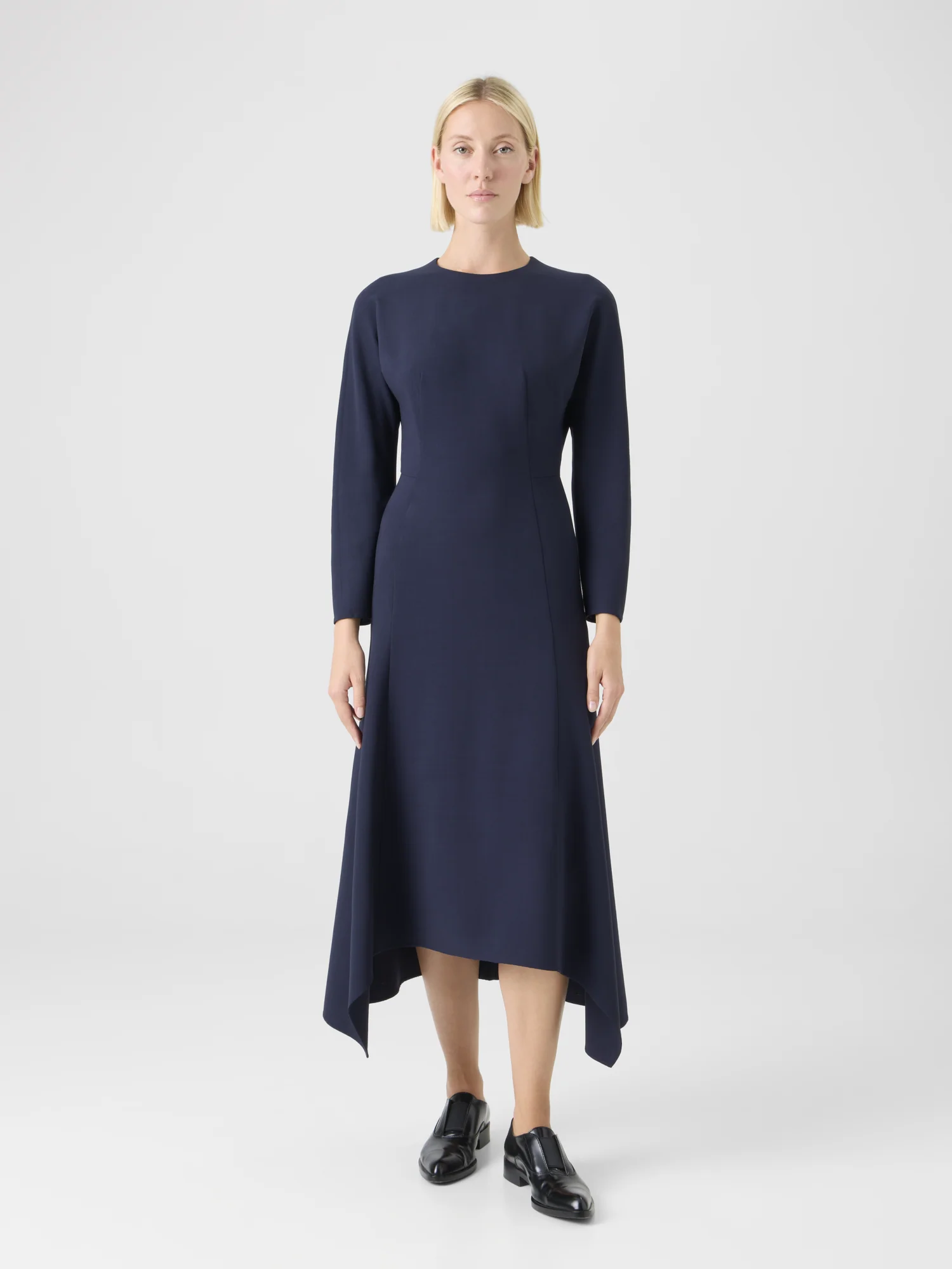 Asymmetrical Cool Wool Midi Dress - Image 2