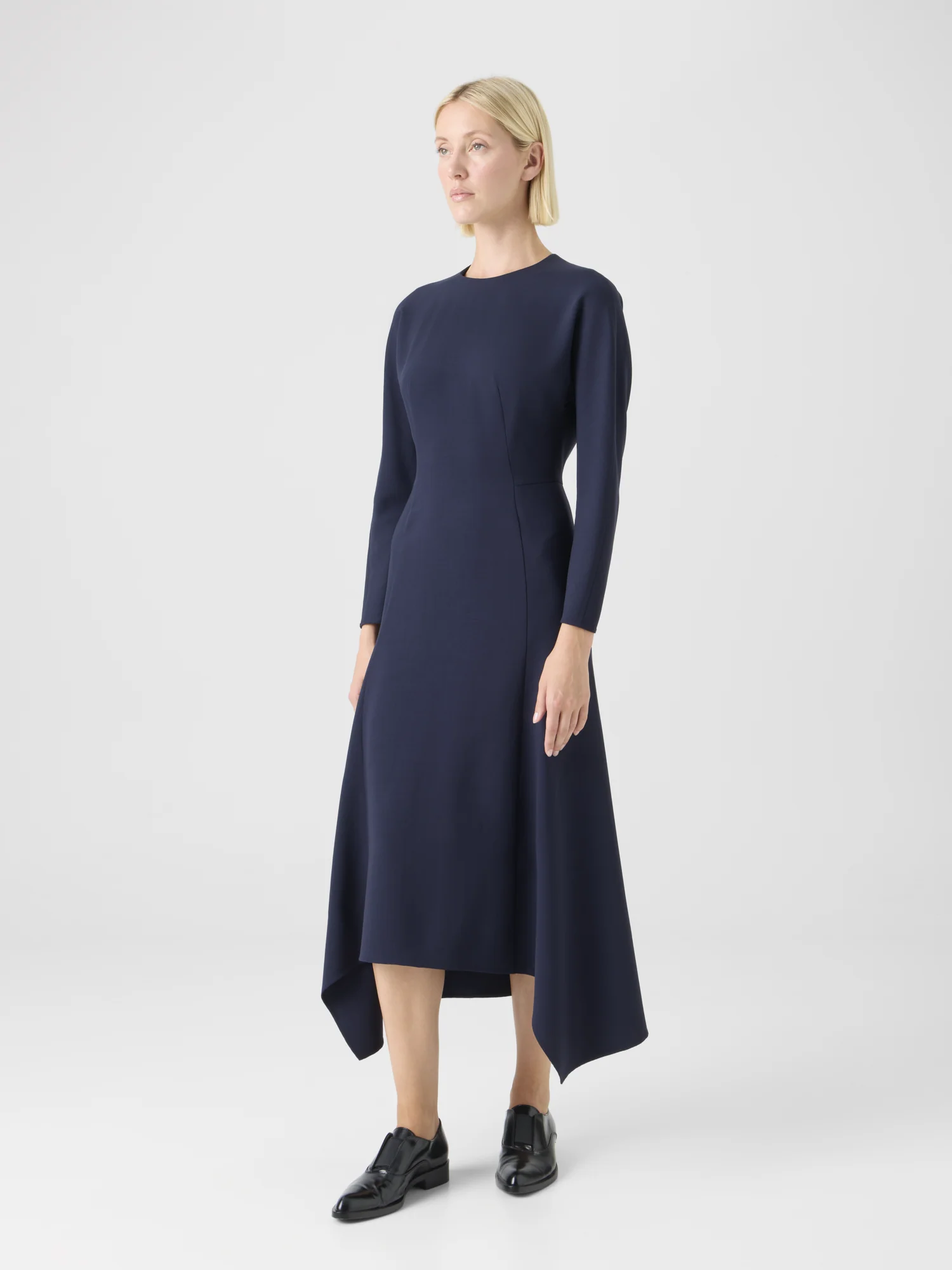 Asymmetrical Cool Wool Midi Dress - Image 3