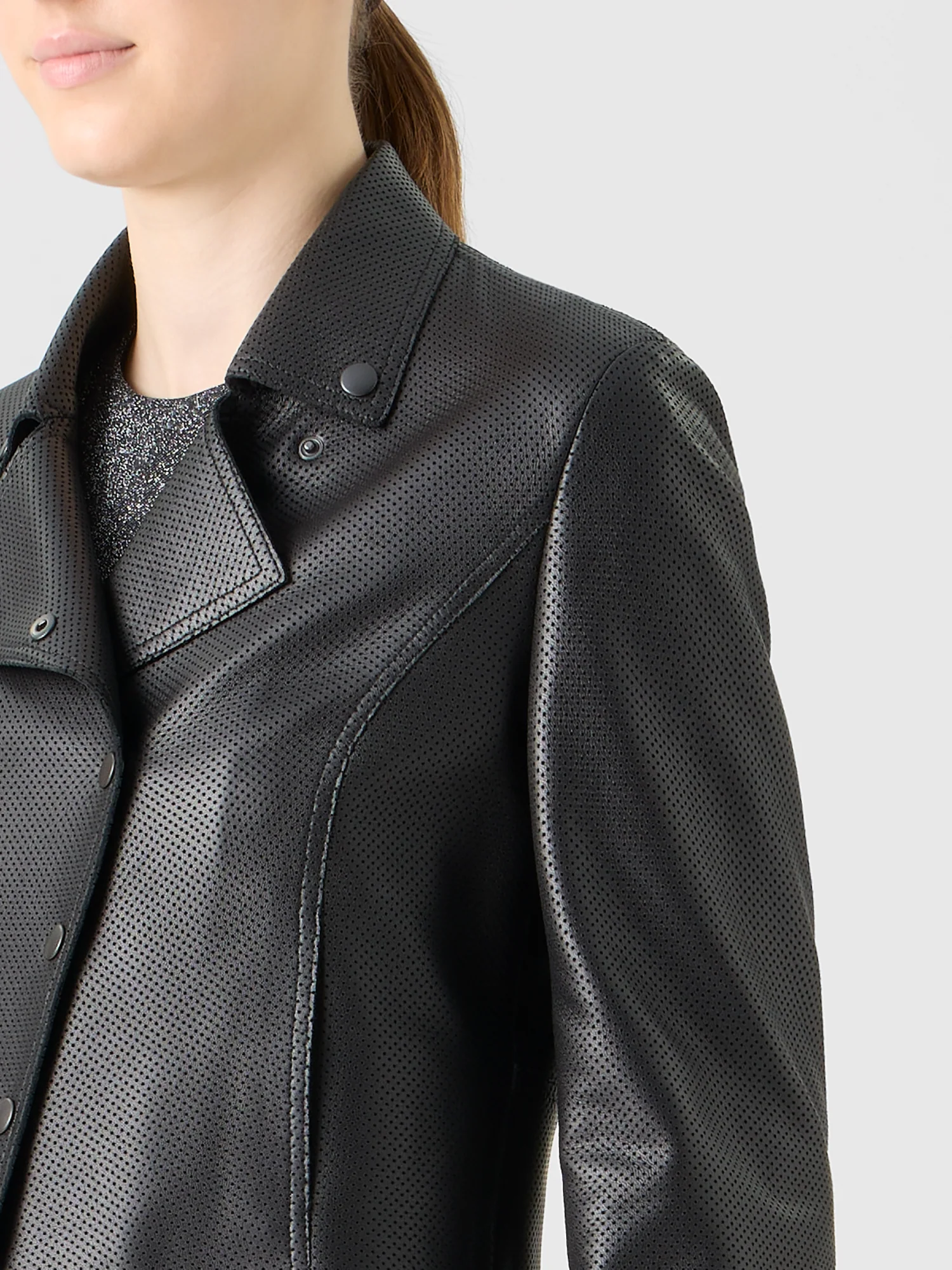 Biker Jacket in Pin Dot Nappa Leather - Image 4