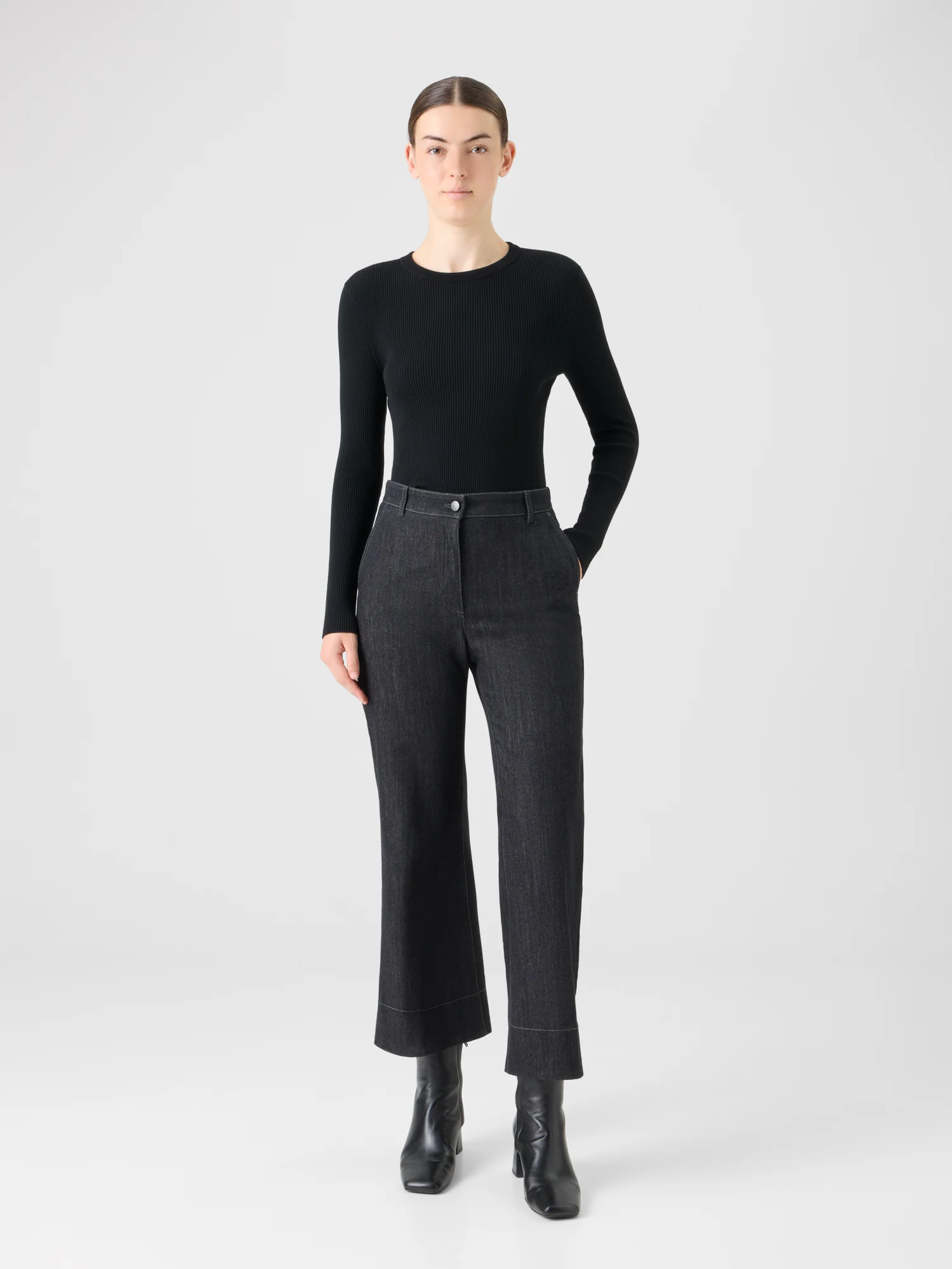 Bootcut Cotton Denim Pants - Image 2