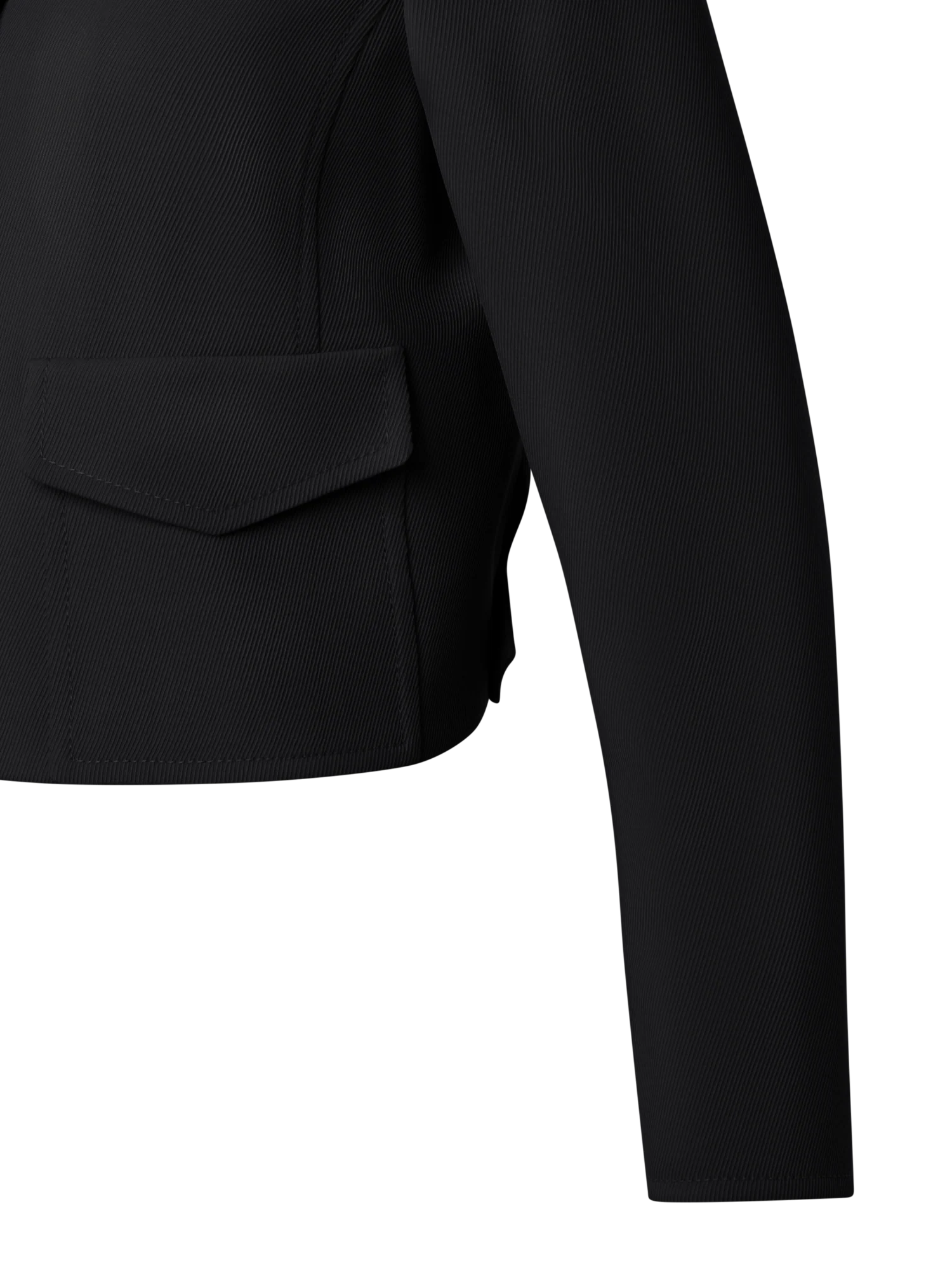 Boxy Lapel Jacket in Wool Tricotine - Image 3