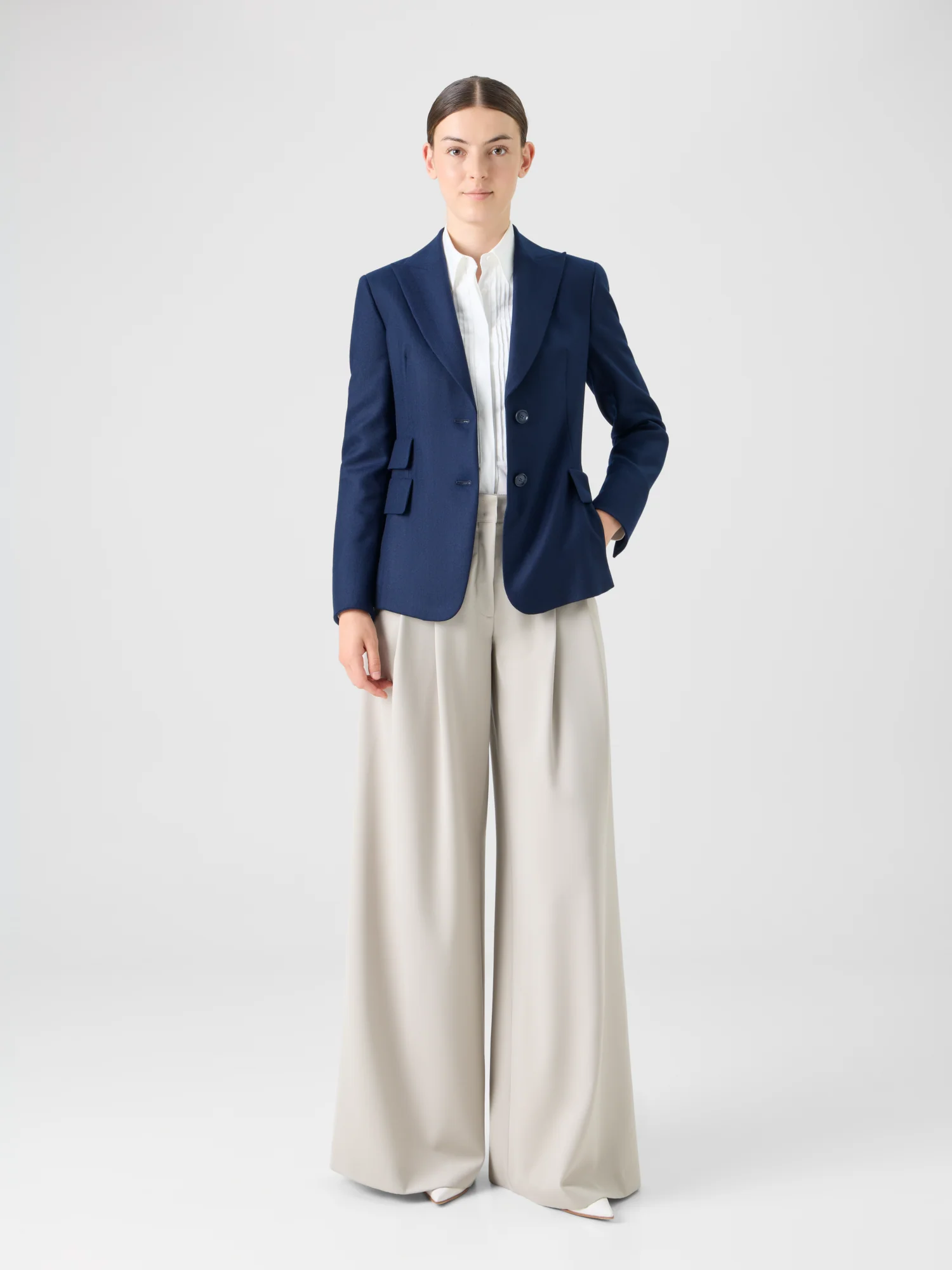 Cashmere Herringbone Two-Button Blazer - Image 2