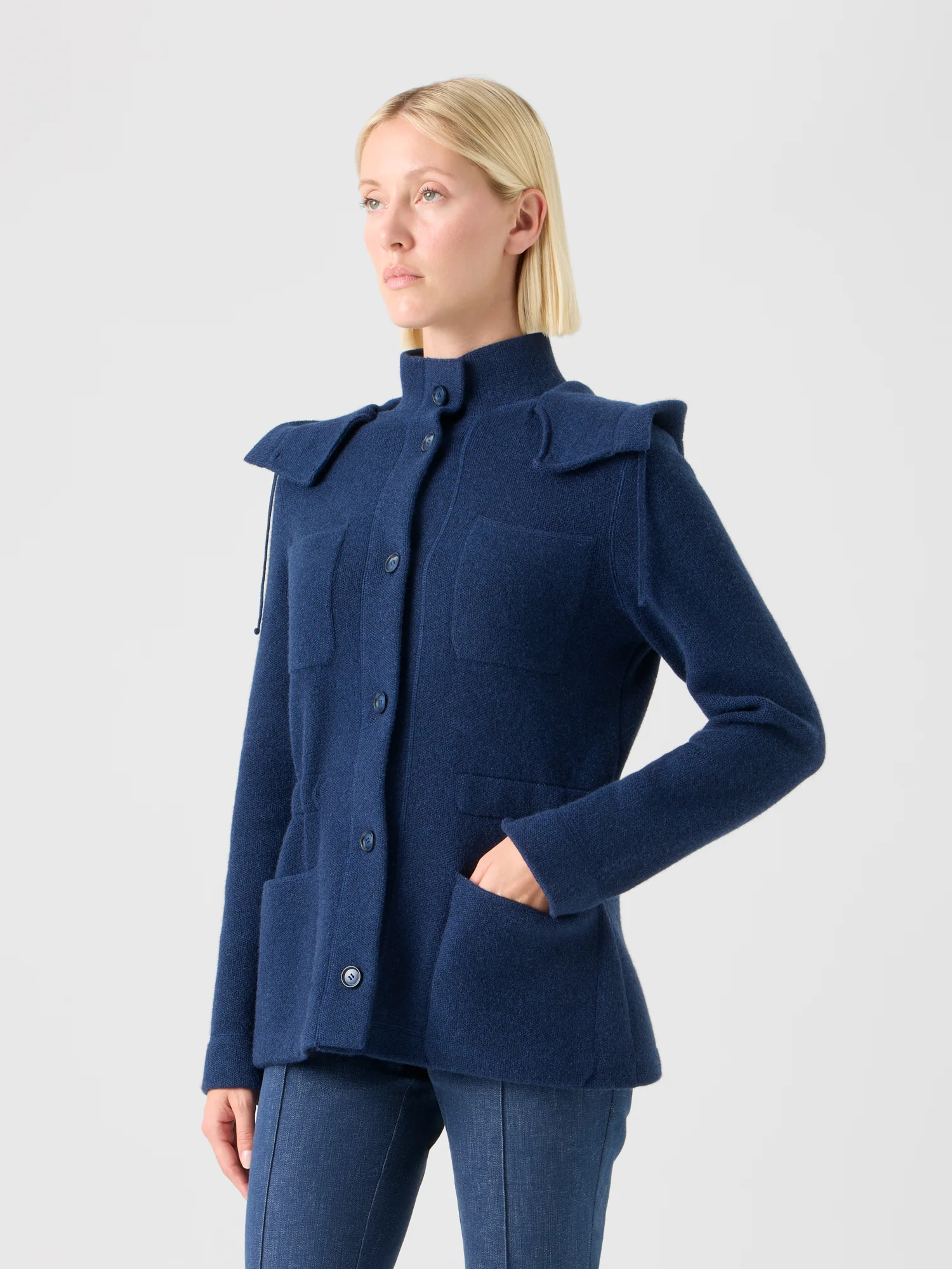 Cashmere Piqué Hooded Knit Jacket - Image 4