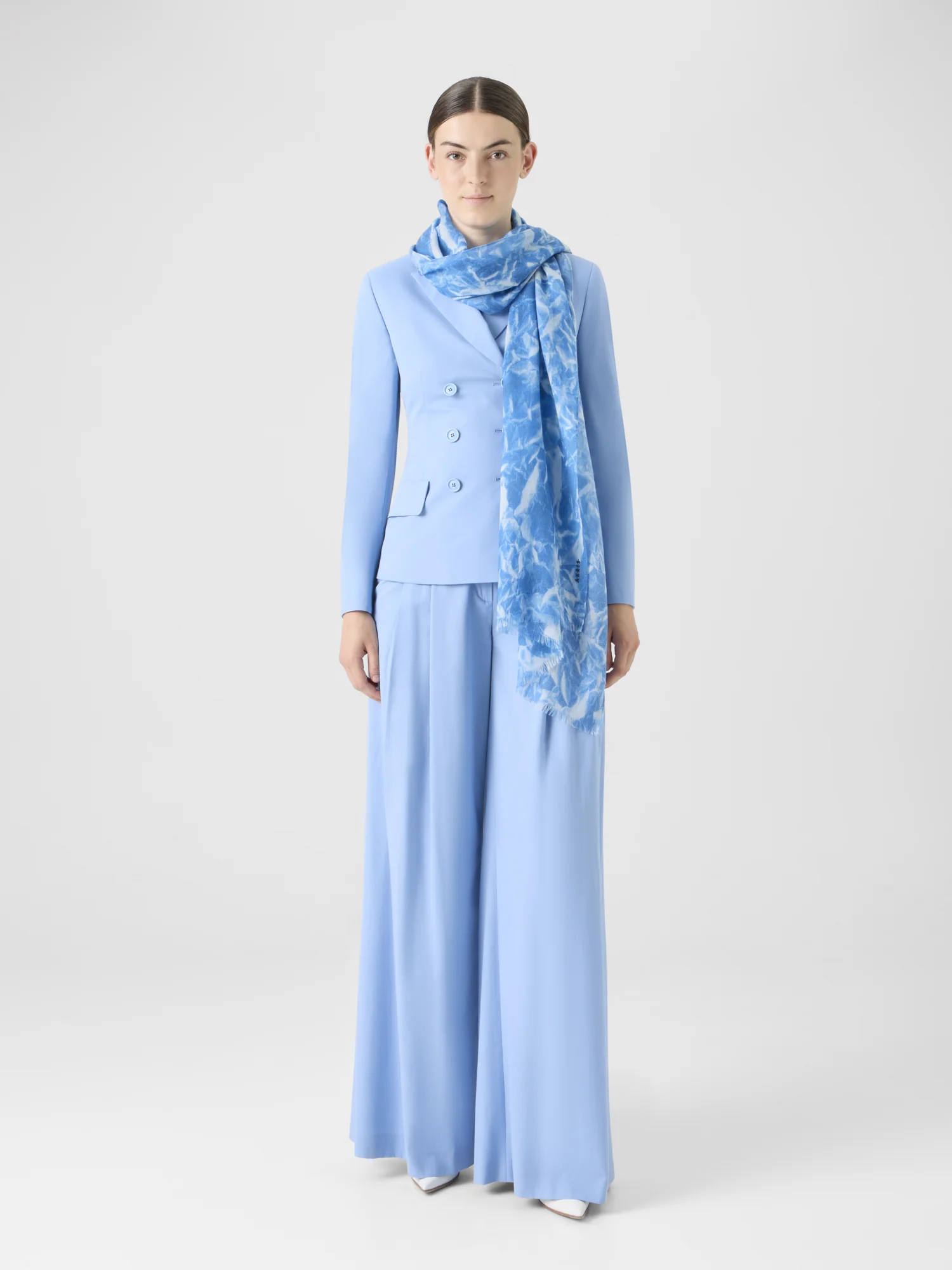 Cashmere Scarf with Whitecaps Print - Image 2
