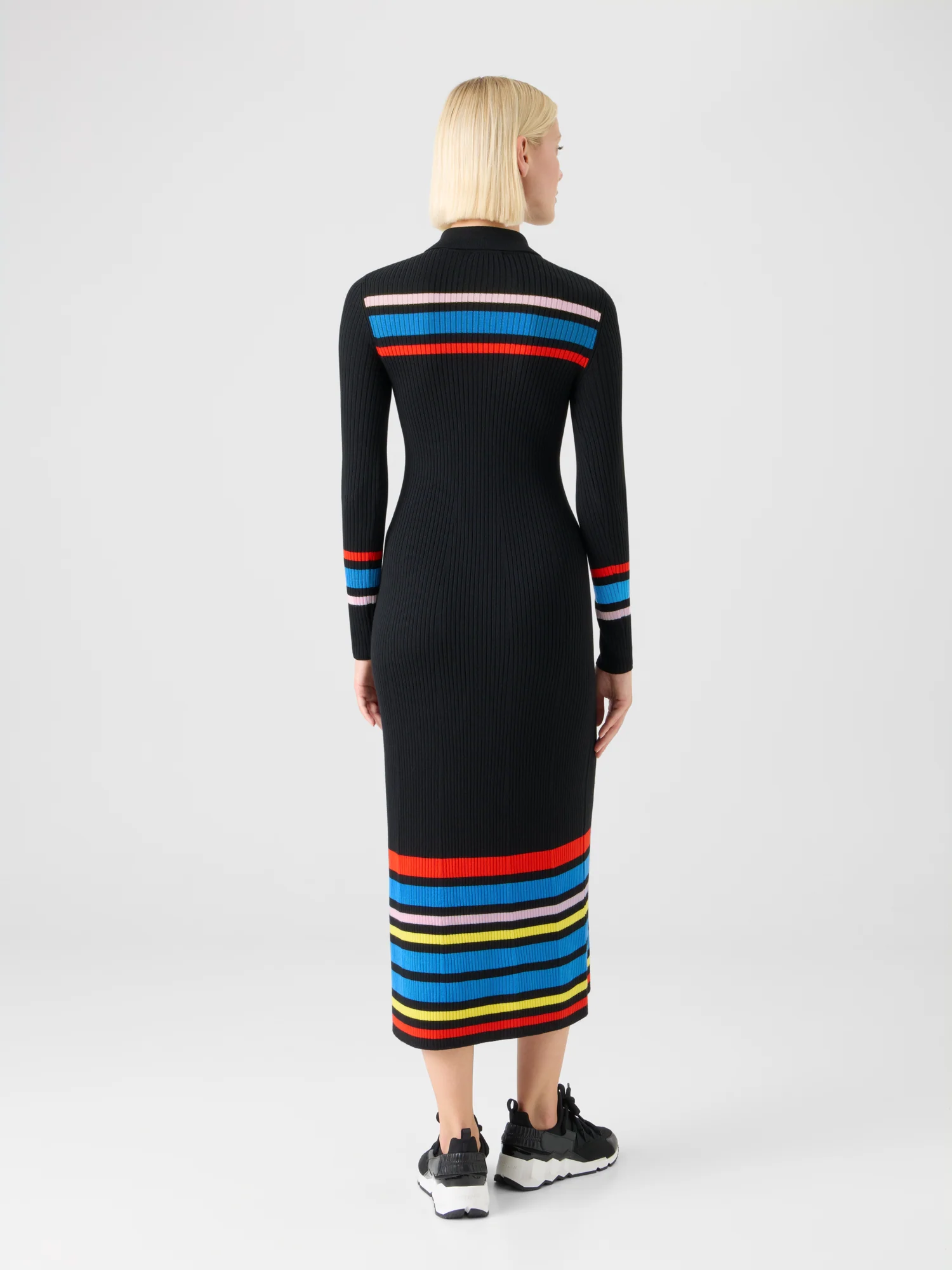 Color-Block Ribbed Knit Polo Dress - Image 4