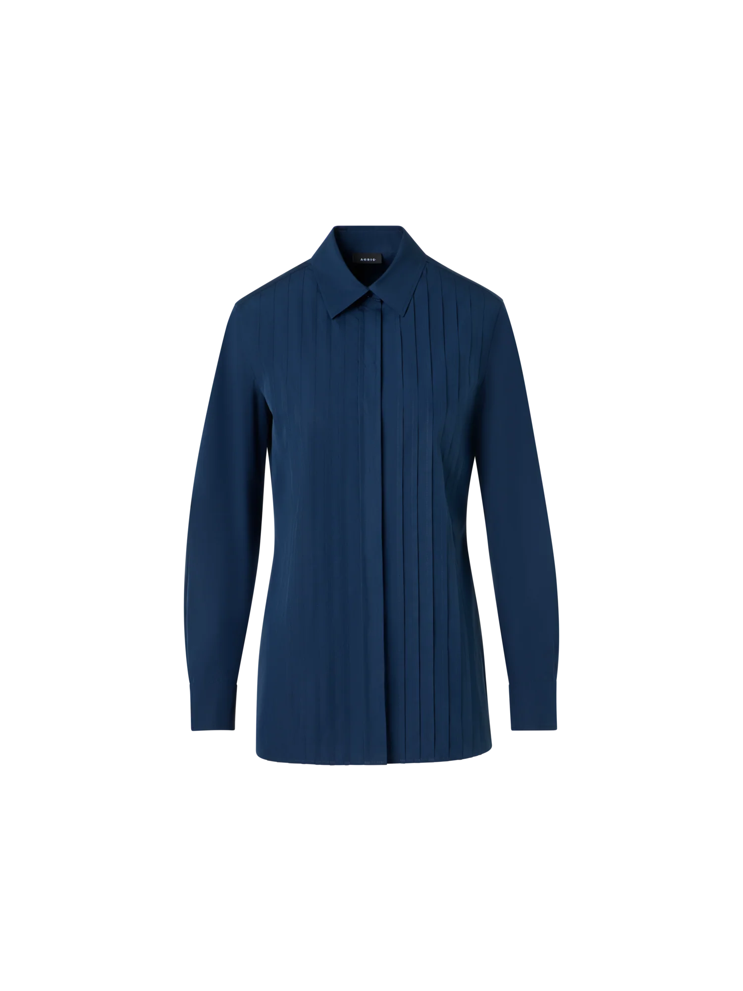 Cotton Poplin Blouse with Pleated Front