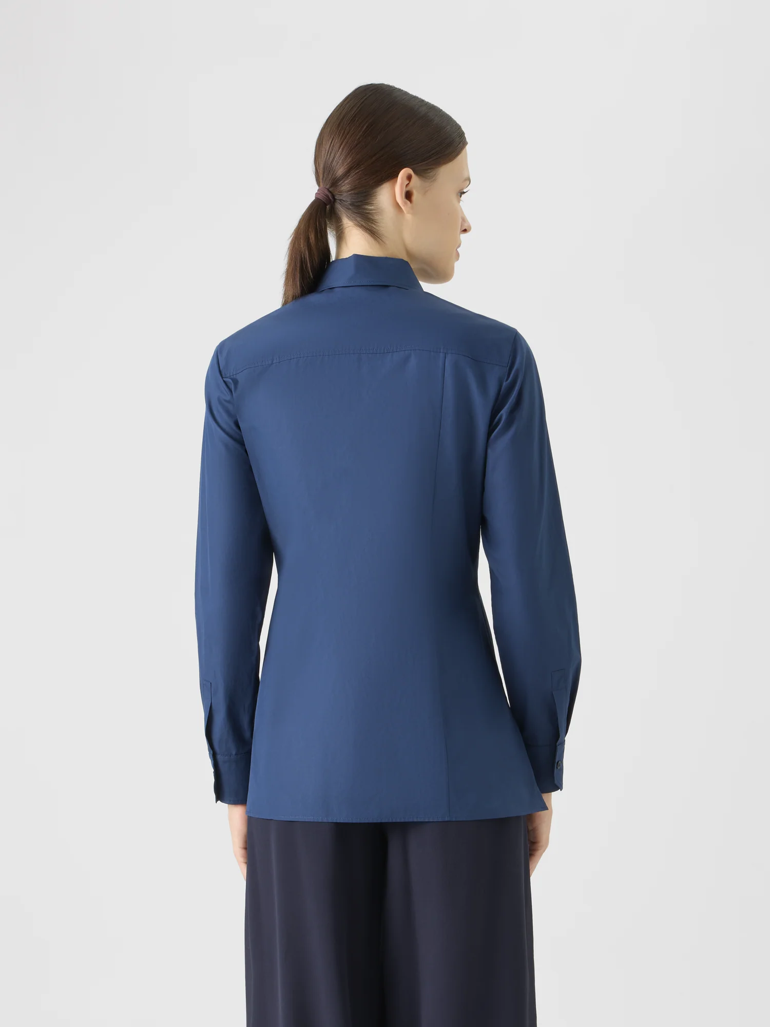Cotton Poplin Blouse with Pleated Front - Image 4