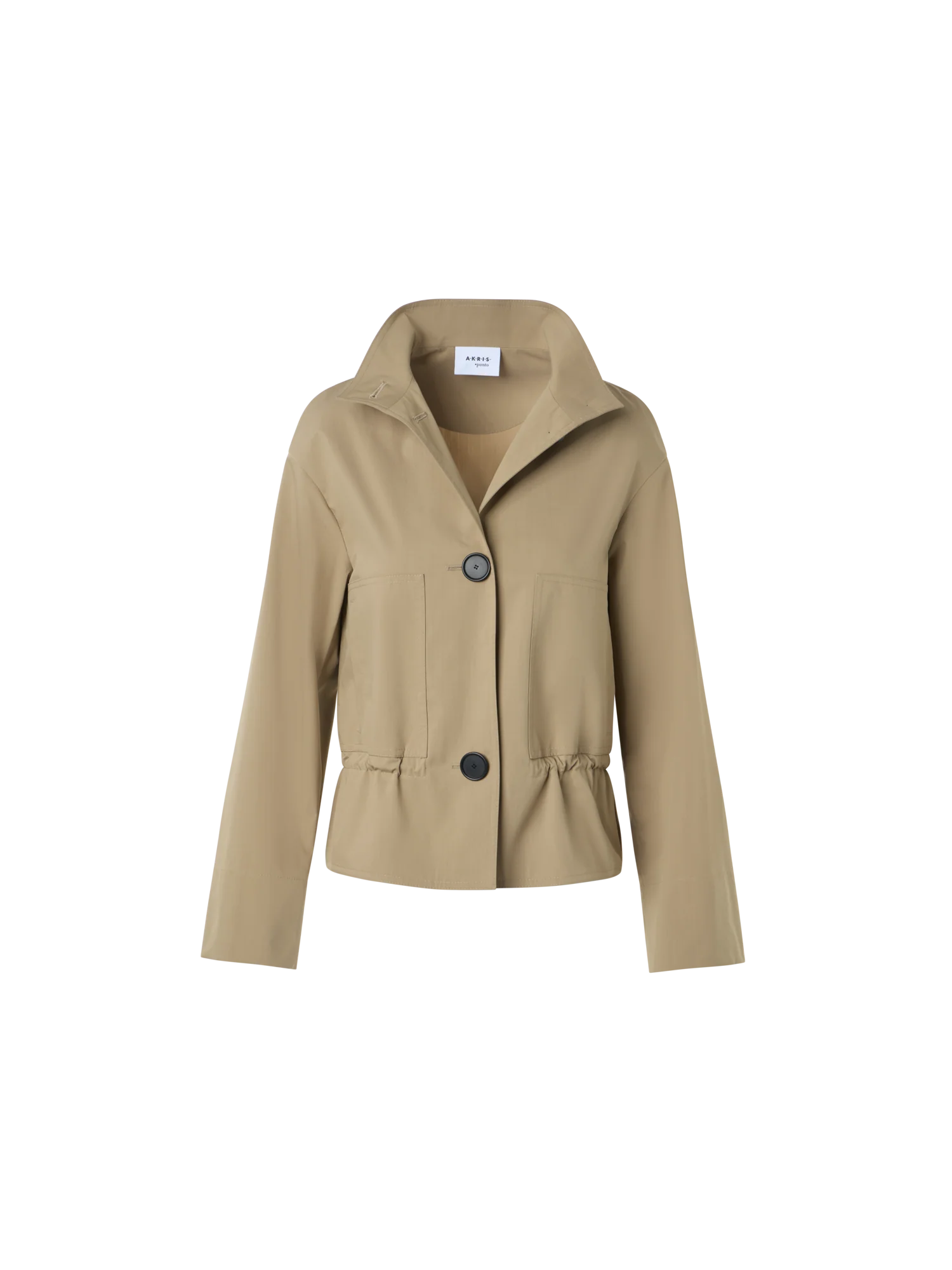 Cotton Short Parka Jacket with Elastic Waist