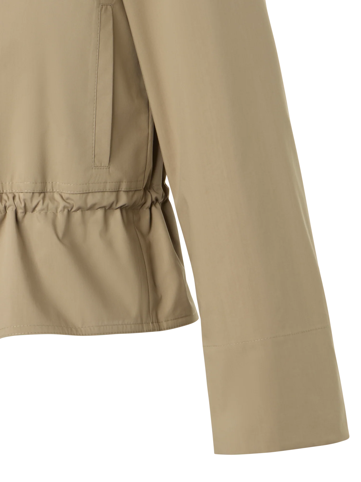 Cotton Short Parka Jacket with Elastic Waist - Image 4