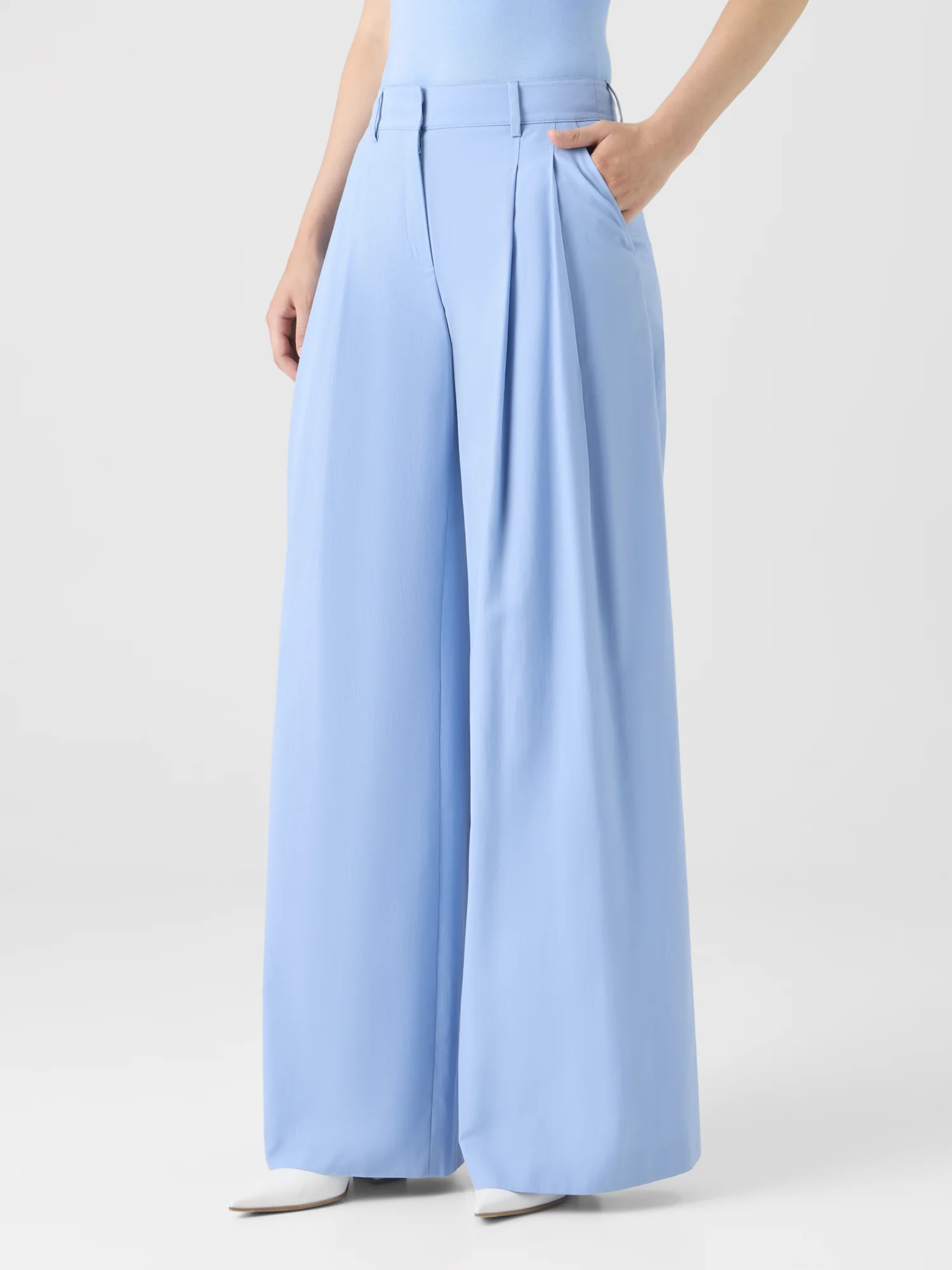 Cotton Stretch Gabardine Wide-Leg Pants - Image 3
