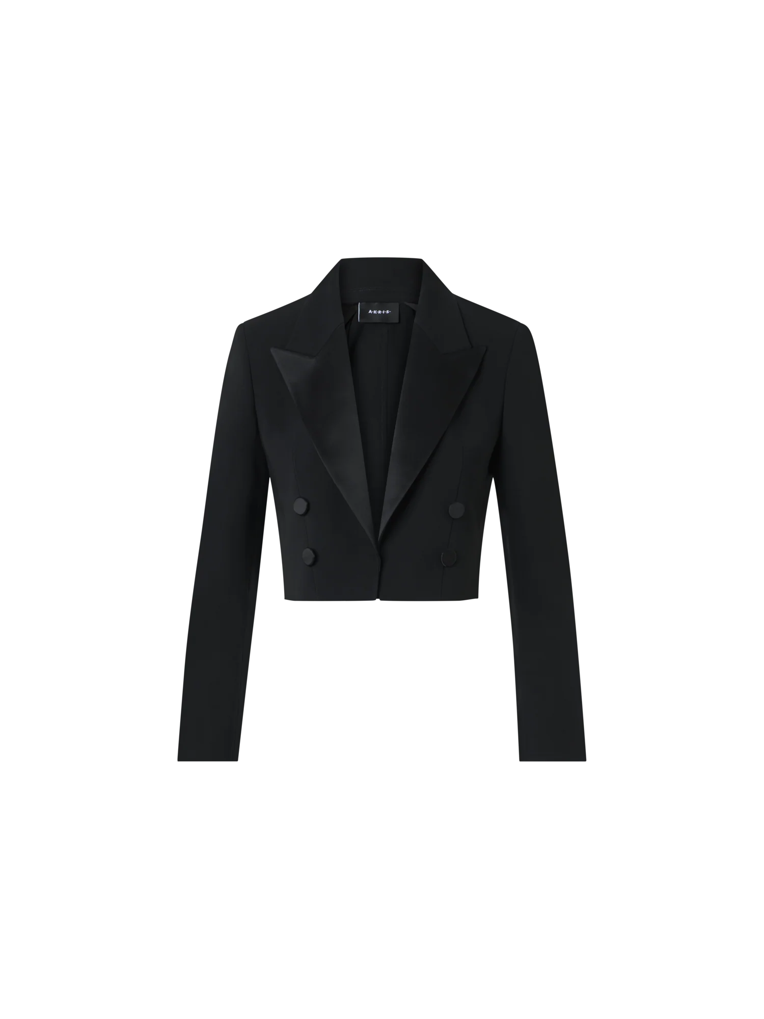 Cropped Wool Double-Face Jacket with Satin Lapel