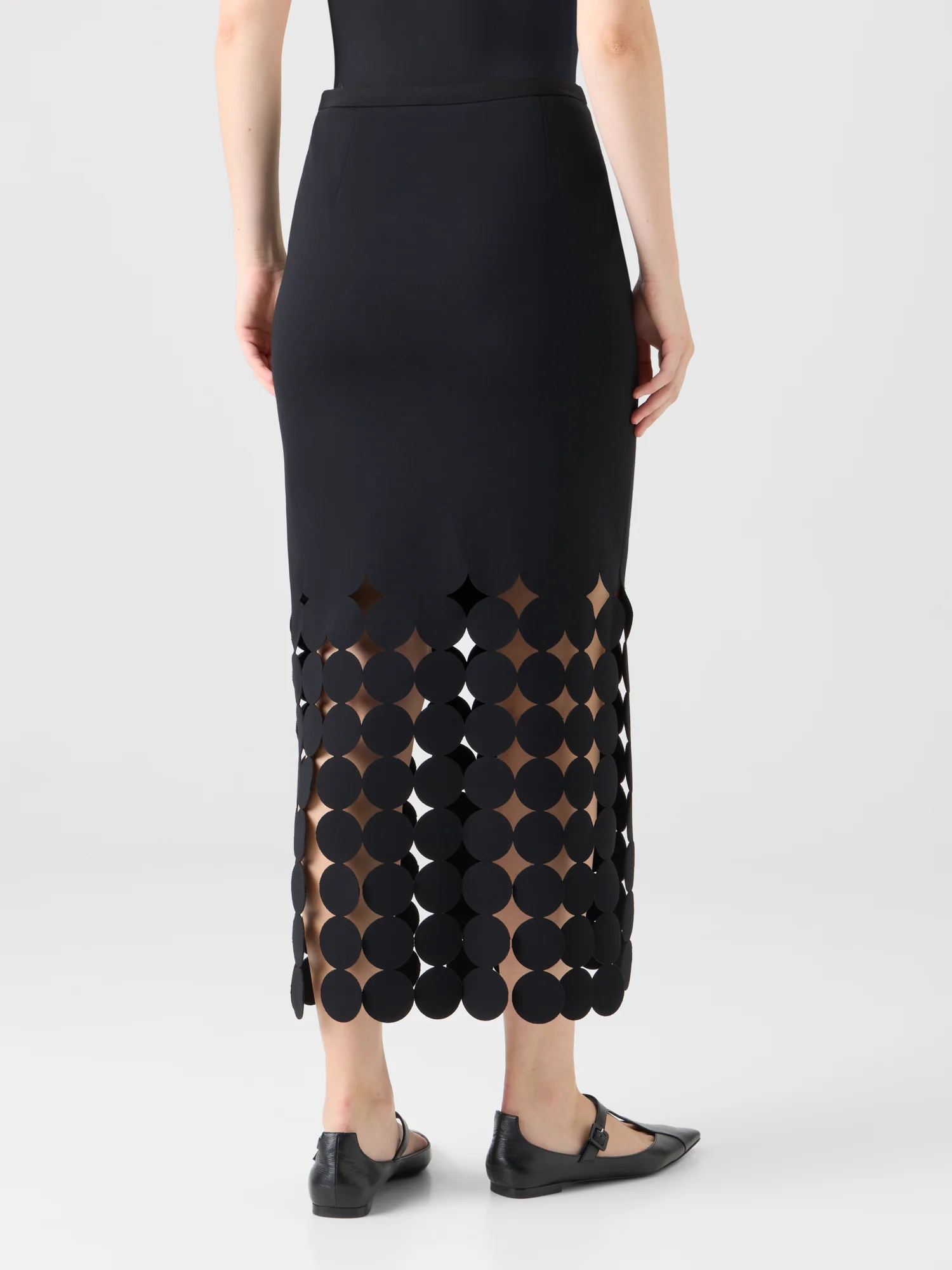 Dropping Dot Cut-Out Jersey Midi Skirt - Image 6