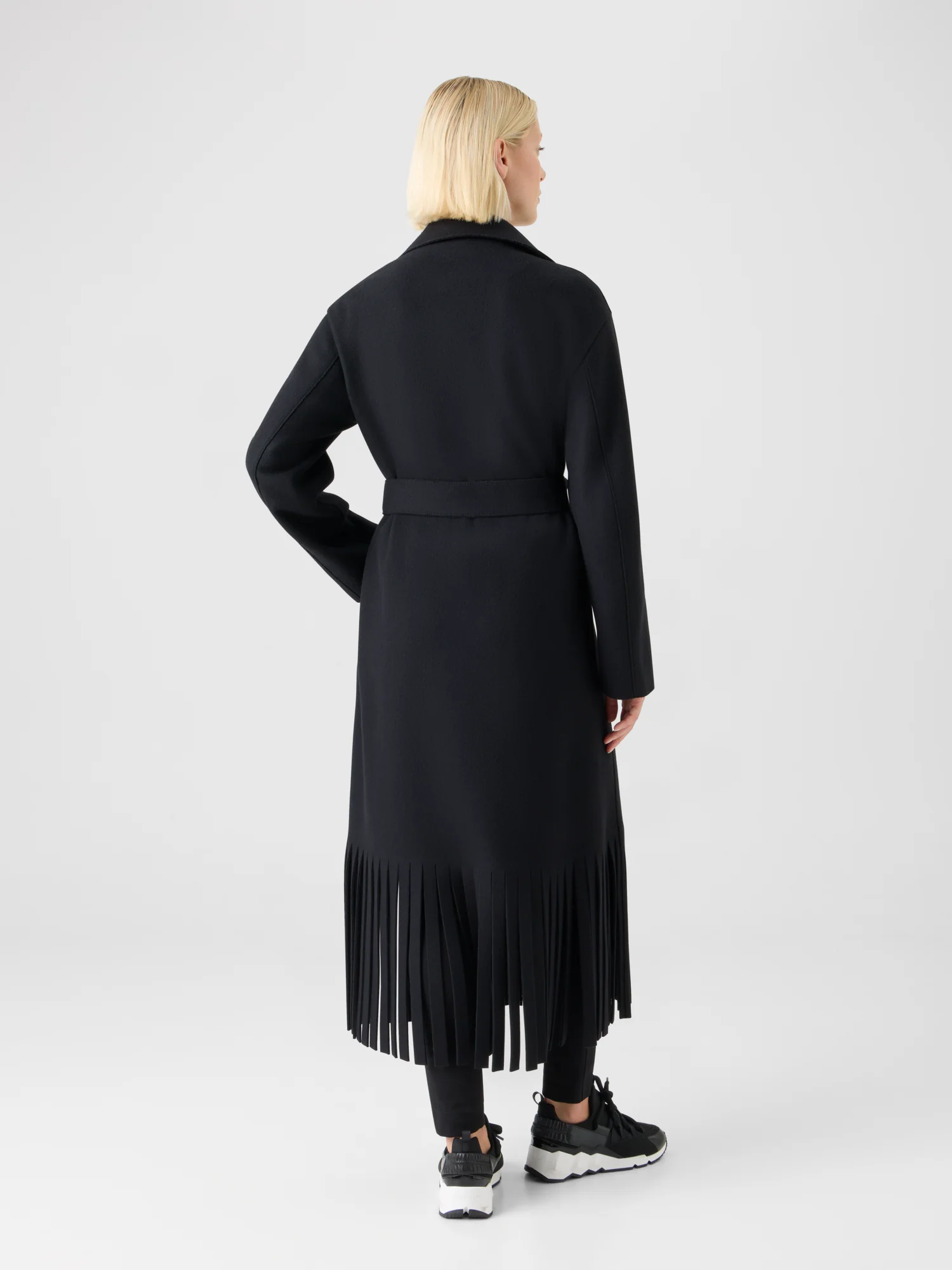 Fringed Felted Wool Trench Coat - Image 6