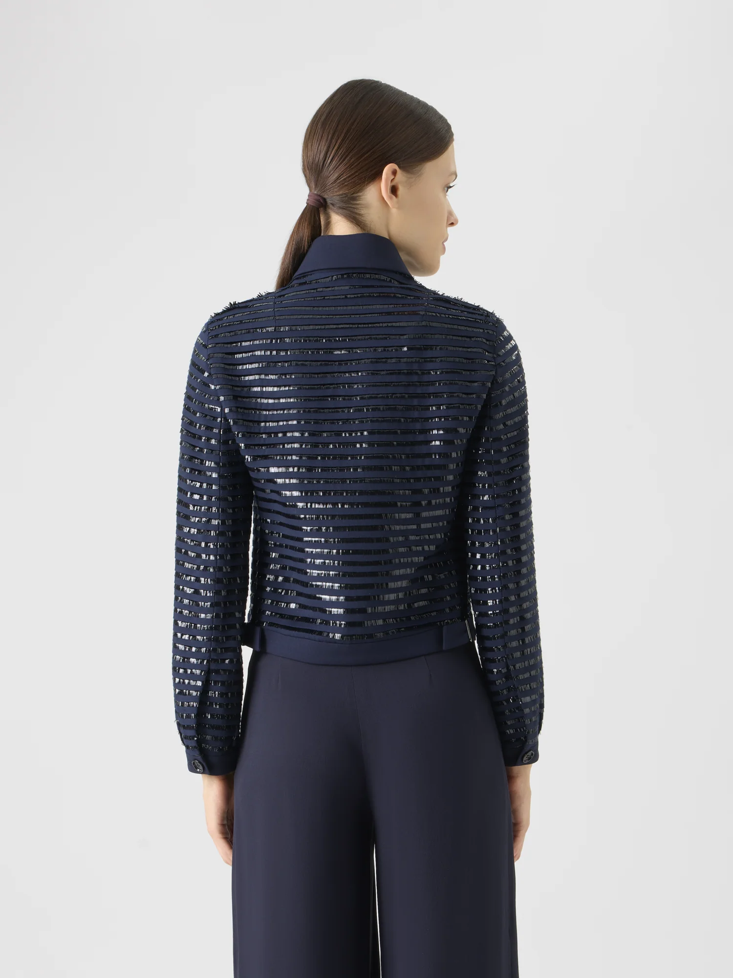 Lamé Fringes Embroidered Wool Short Jacket - Image 5