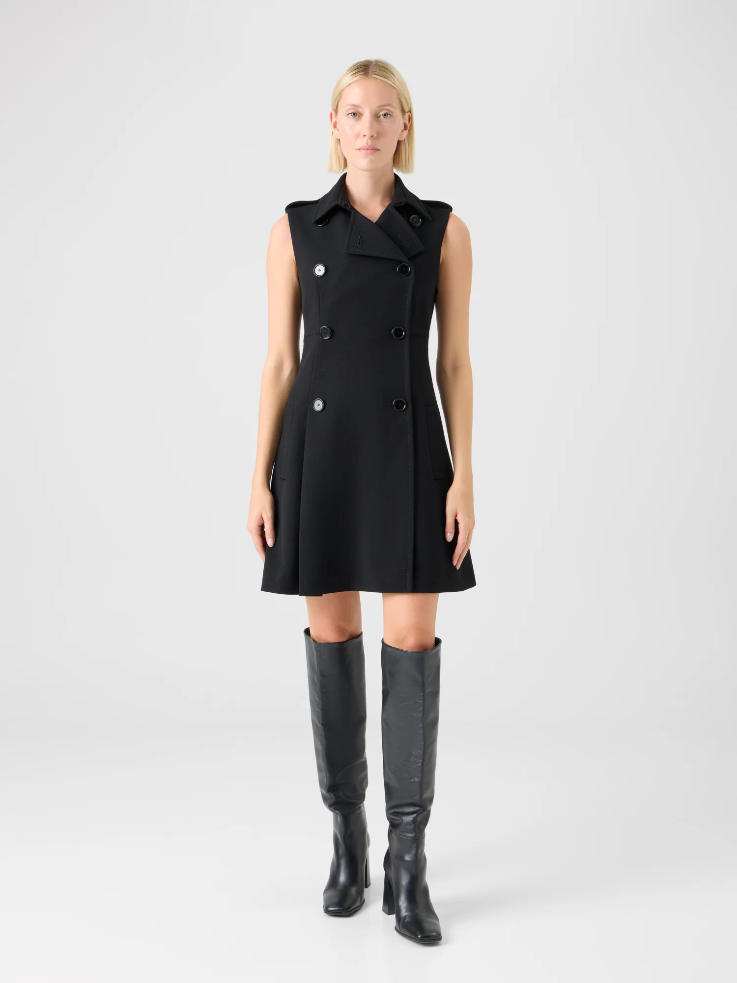 Modern Trench Dress in Wool Tricotine - Image 2