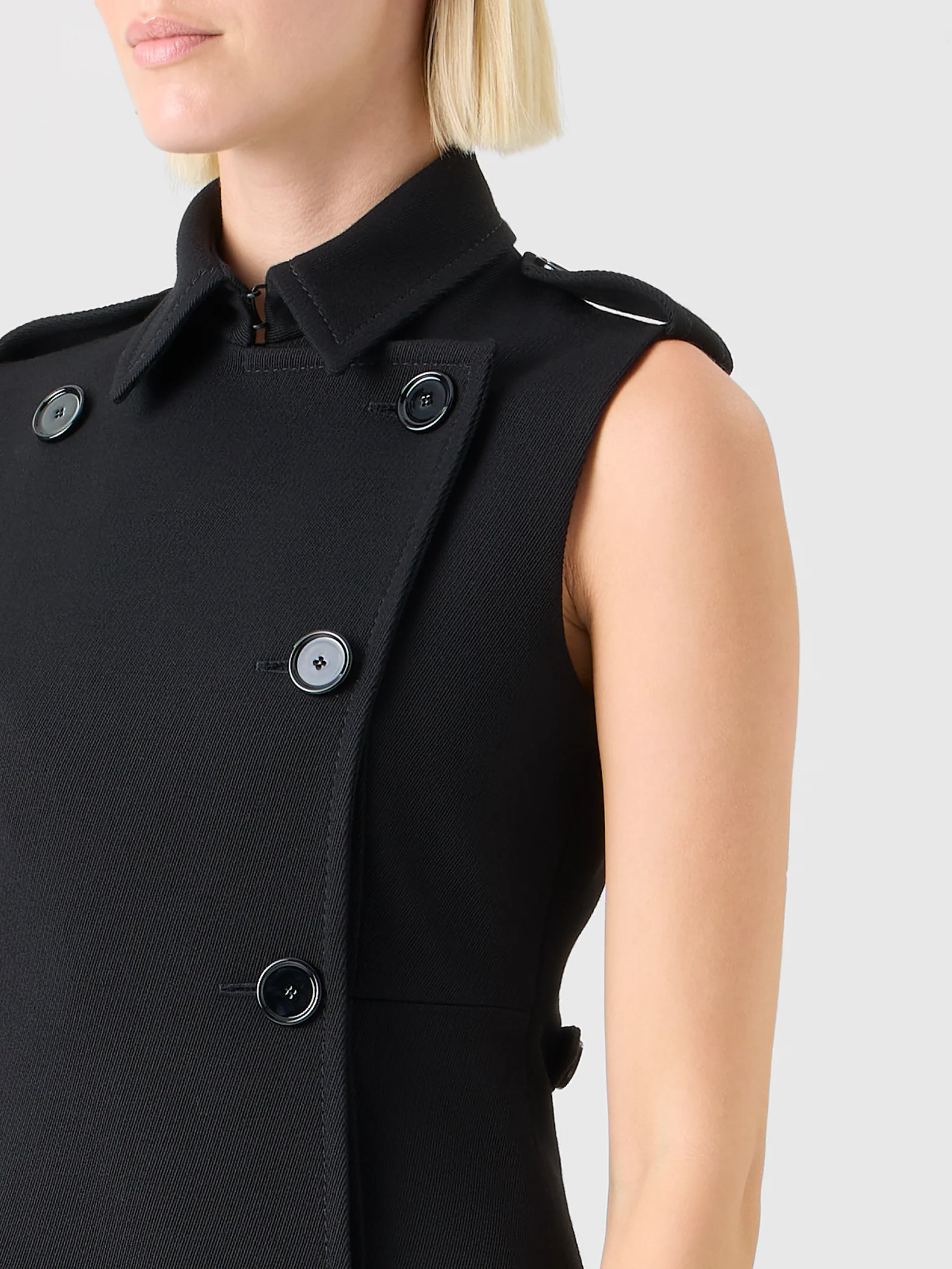 Modern Trench Dress in Wool Tricotine - Image 3