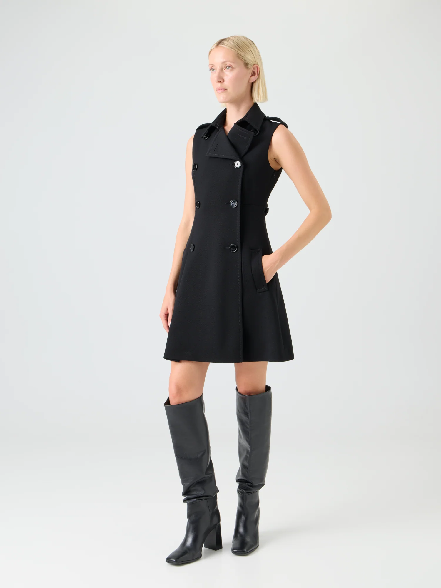 Modern Trench Dress in Wool Tricotine - Image 6