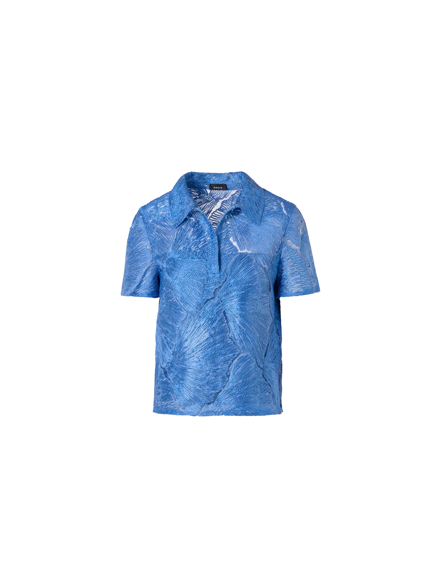 Polo Blouse in Lacquered Sea Fan Lace