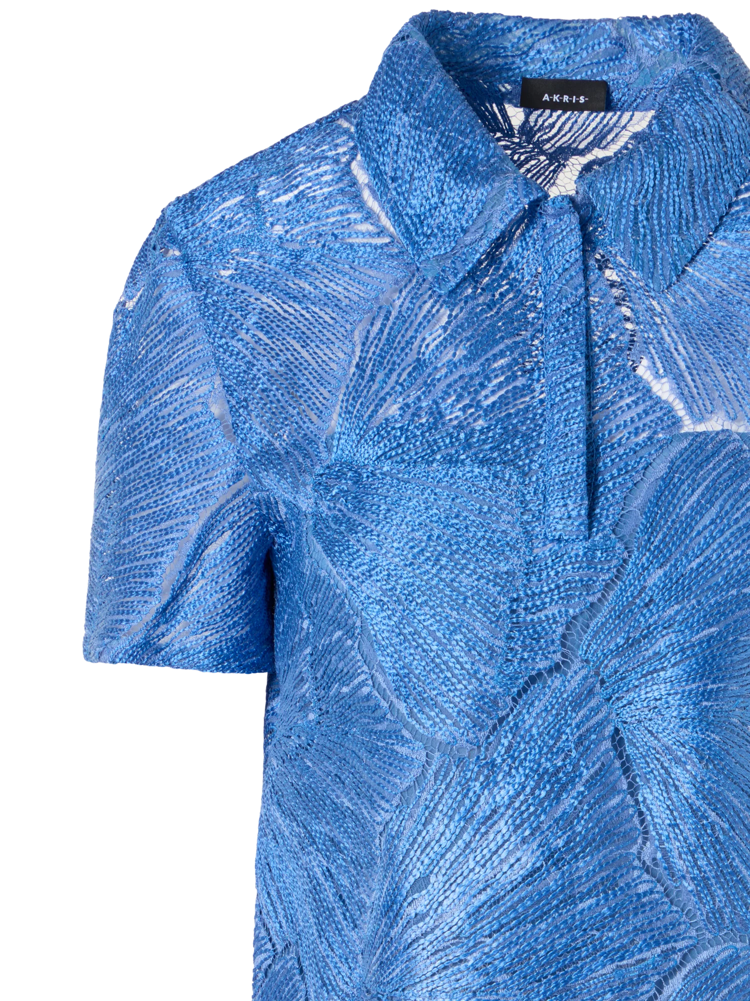 Polo Blouse in Lacquered Sea Fan Lace - Image 2