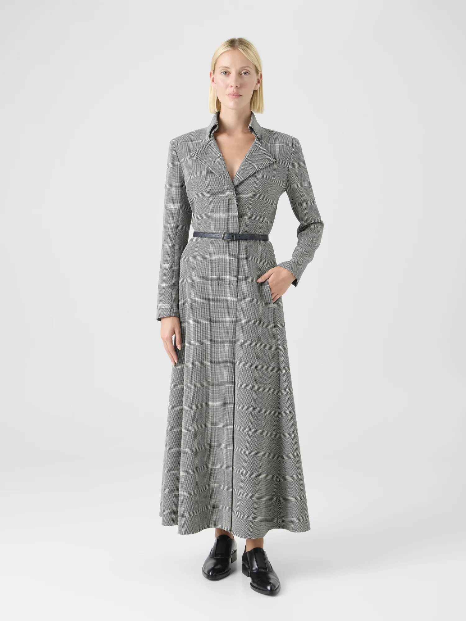 Prince of Wales Check Wool Double-Face Midi Dress - Image 2