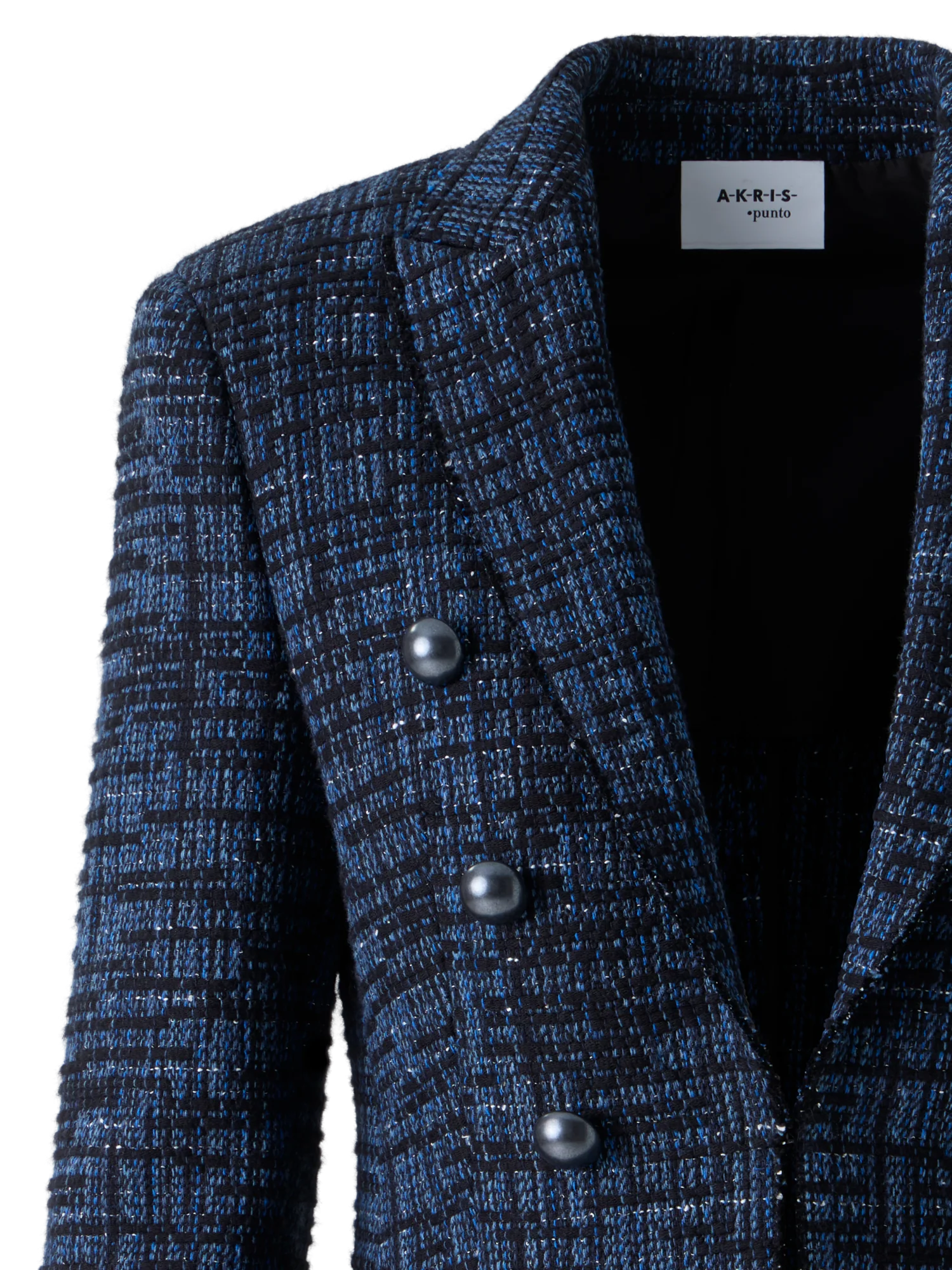 Raw Cotton Stripe Tweed Blazer - Image 2
